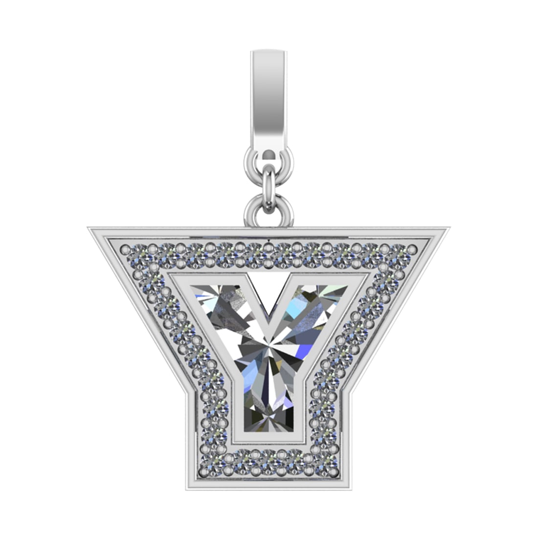 1.38 Ctw SI2/SI1 Diamond Prong Set 14k White Gold Alphabet-Y Pendant (ALL D: Center Daimond Weight :-1.15 Ctw Color : White Side Diamond Weight Of Ctw 0.23 Ctw Color : G-H Clarity : SI2/SI1 Daimond Setting : Prong Metal Weight : Approx 4.43 gram 14k White Gold Alphabet-Y Penda