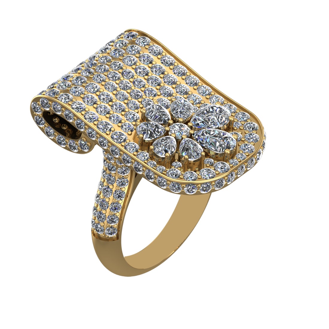 7.54 Ctw VS/SI1 Diamond Prong Set 14k Yellow Gold Engagement Ring (ALL DIAM: Center Daimond Weight :-2.16 Ctw ( Pear & Round Cut) Color : G-H Clarity : VS/SI1 Side Diamond Weight Of Ctw 5.38 Ctw Color : G-H Clarity : VS/SI1 Daimond Setting : Prong Metal Weight : Approx 16.91 g