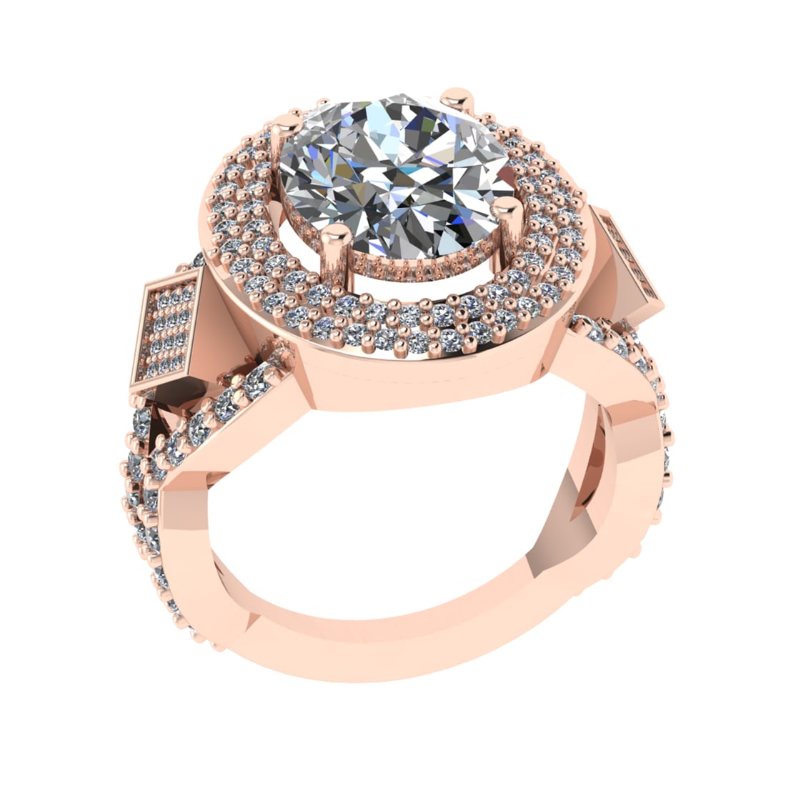 4.56 Ctw VS/SI1 Diamond 14K Rose Gold Engagement Ring (ALL DIAMOND ARE LAB: Center Diamond Weight :-3.50 Ctw ( Oval Cut) Color :- J-K Clarity :VS/SI1 Center Stone Setting : Prong Side Diamond Weight Of Ctw 1.06 Ctw Color : J-K Clarity :VS/SI1 Stone Setting : Prong Metal Weigh