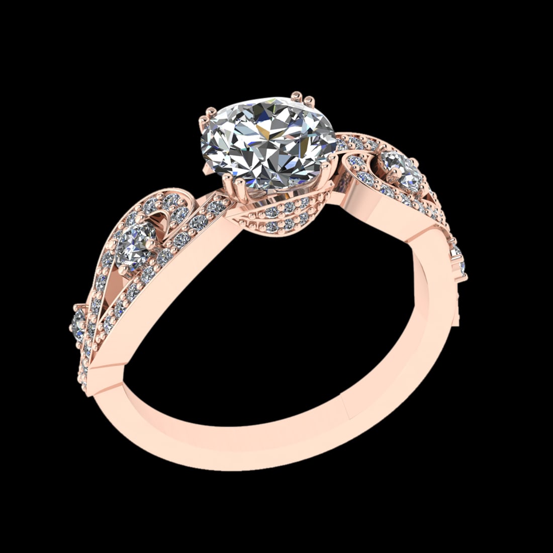 1.89 Ctw SI1/SI2 Diamond 10k Rose Gold Engagement Ring (ALL DIAMOND ARE LAB: Center Daimond Weight :-1.30 Ctw ( Round Cut) Color : J-K Clarity : SI1/SI2 Side Diamond Weight Of Ctw 0.59 Ctw Color : J-K Clarity : SI1/SI2 Daimond Setting : Prong Metal Weight : Approx 4.33 gram 10
