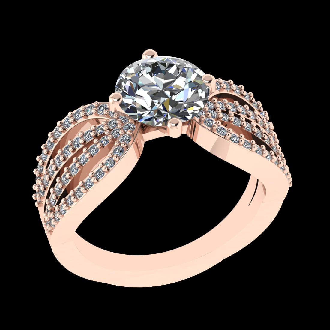 2.42 Ctw SI1/SI2 Diamond 10k Rose Gold Engagement Ring (ALL DIAMOND ARE LAB: Center Daimond Weight :-2.00 Ctw ( Round Cut) Color : J-K Clarity : SI1/SI2 Side Diamond Weight Of Ctw 0.42 Ctw Color : J-K Clarity : SI1/SI2 Daimond Setting : Prong Metal Weight : Approx 5.48 gram 10