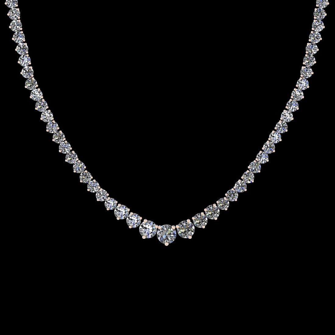 5.63 Ctw VS/SI1 Diamond 14K Rose Gold Princess Necklace (ALL DIAMOND ARE LA: Center Diamond Weight : 5.63 Ctw (Round Cut) Center Diamond Color :- J-K Center Clarity : VS/SI1 Stone Setting : Prong 14K Rose Gold Princess Necklace (ALL DIAMOND ARE LAB GROWN ) Size :-17 Inch (ALL 