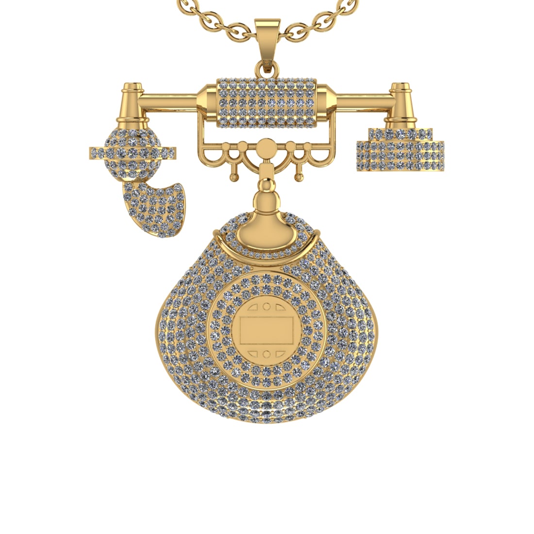 11.99 Ctw VS/SI1 Diamond 14K Yellow Gold Hip Hop theme Pendant Necklace: Total Diamond Weight : 11.99 Ctw (Round cut) Center Diamond Color :- J-K Center Clarity : VS/SI1 Stone Setting : Prong Metal Weight : Approx 47.50 Gram 14K Yellow Gold Hip Hop theme Pendant Necklace #
