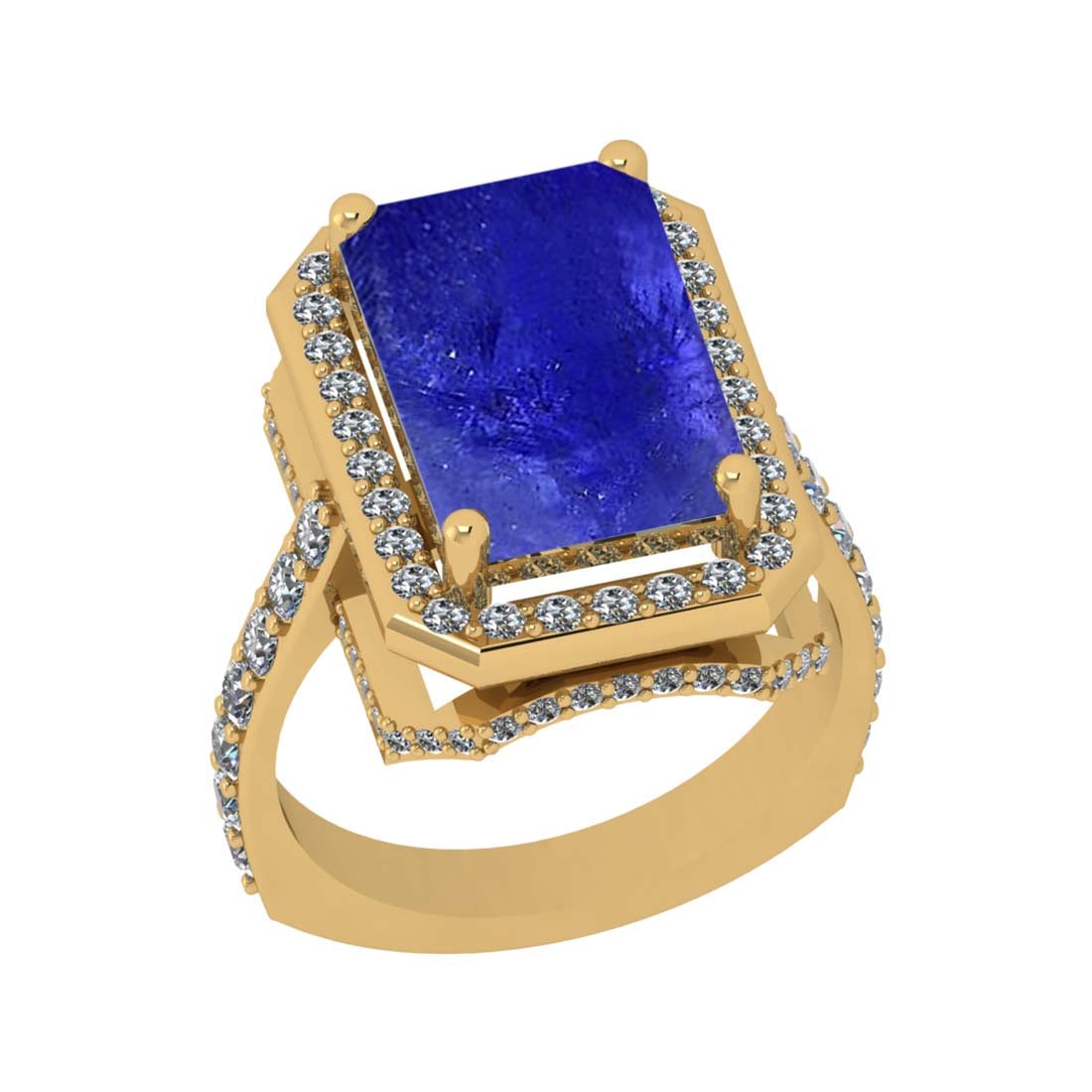 4.39 CtwVS/SI1 Tanzanite and Diamond 14k Yellow Gold Pendant (ALL DIAMOND A: Center Stone Weight :-3.70 Ctw ( Emerald Cab) Center Stone Color :-Tanzanite Center Stone Setting : Prong Side Diamond Weight Of Ctw :- 0.69 Ctw Color : J-K Clarity : VS/SI1 Daimond Setting : Prong Me