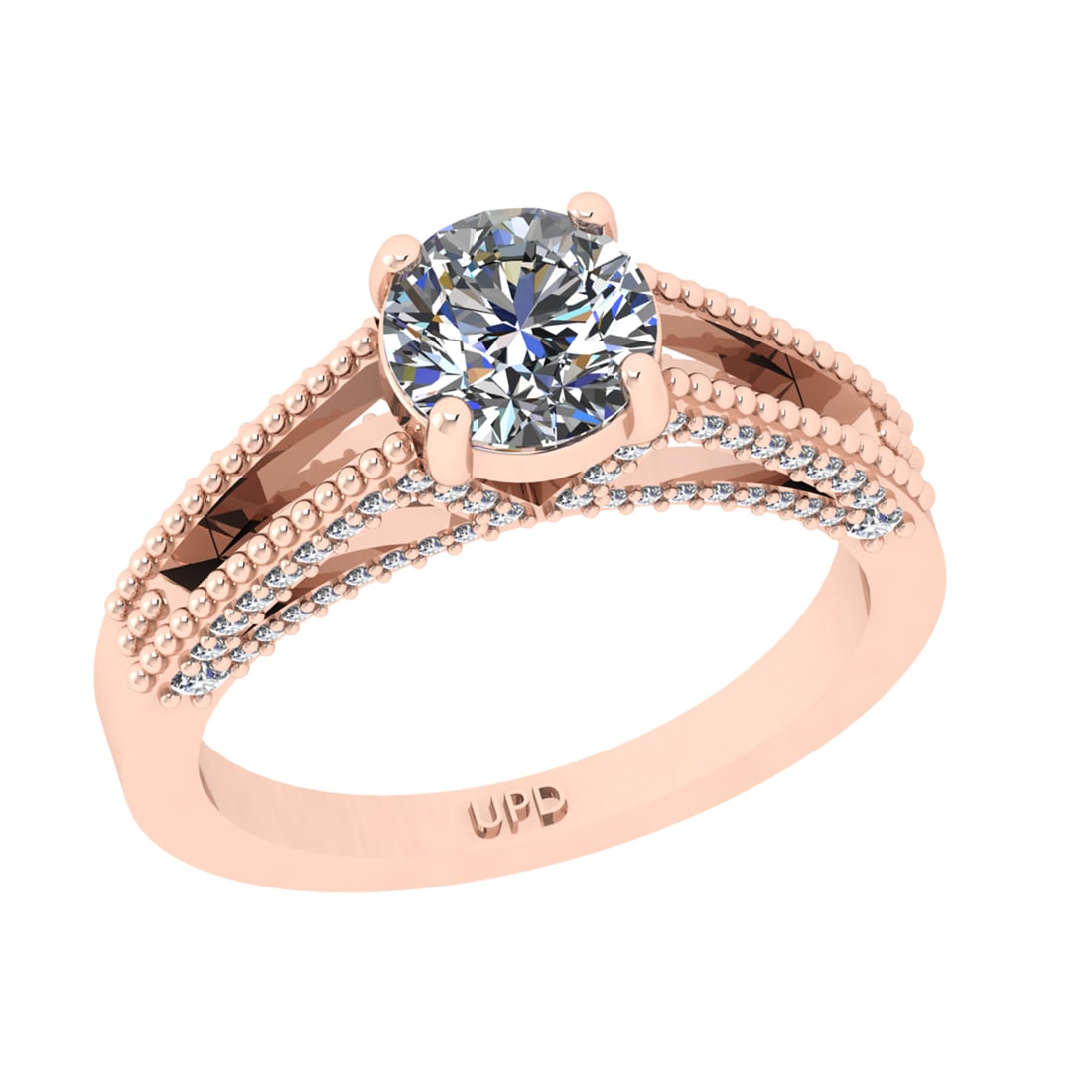1.32 Ctw VS/SI1 Diamond 14k Rose Gold Engagement Ring: Center Daimond Weight :-1.00 Ctw ( Round Cut) Color : G-H Clarity : VS/SI1 Side Diamond Weight Of Ctw 0.32 Ctw Color : G-H Clarity : VS/SI1 Daimond Setting : Prong Metal Weight : Approx 4.33 gram 14k 