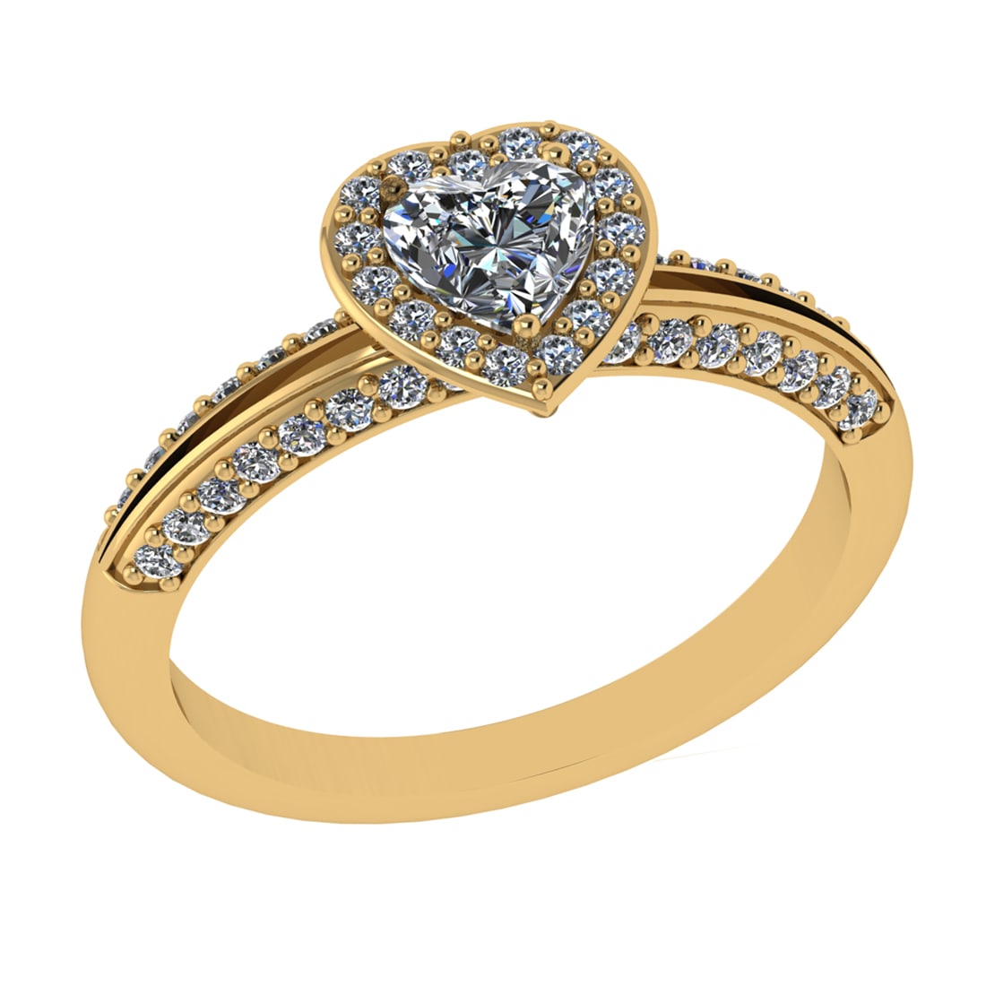 0.88 Ctw VS/SI1 Diamond Prong Set 14k Yellow Gold Engagement Ring: Center Daimond Weight :-0.50 Ctw ( Heart Cut) Color : G-H Clarity : VS/SI1 Side Diamond Weight Of Ctw 0.38 Ctw Color : G-H Clarity : VS/SI1 Daimond Setting : Prong Metal Weight : Approx 4.33 gram 14k 