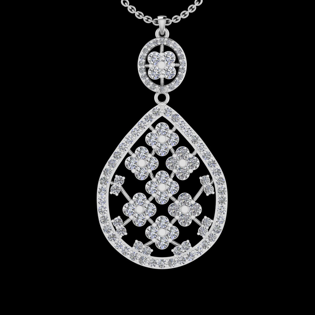 2.17 Ctw VS/SI1 Diamond 10k white Gold Pandant (ALL DIAMOND ARE LAB GROWN ): Total Daimond Weight :-2.17 Ctw Color : J-K Clarity : VS/SI1 Setting : Prong Metal Weight : Approx 5.94 gram 10k White Gold Pandant (ALL DIAMOND ARE LAB GROWN ) #3SS23413v15