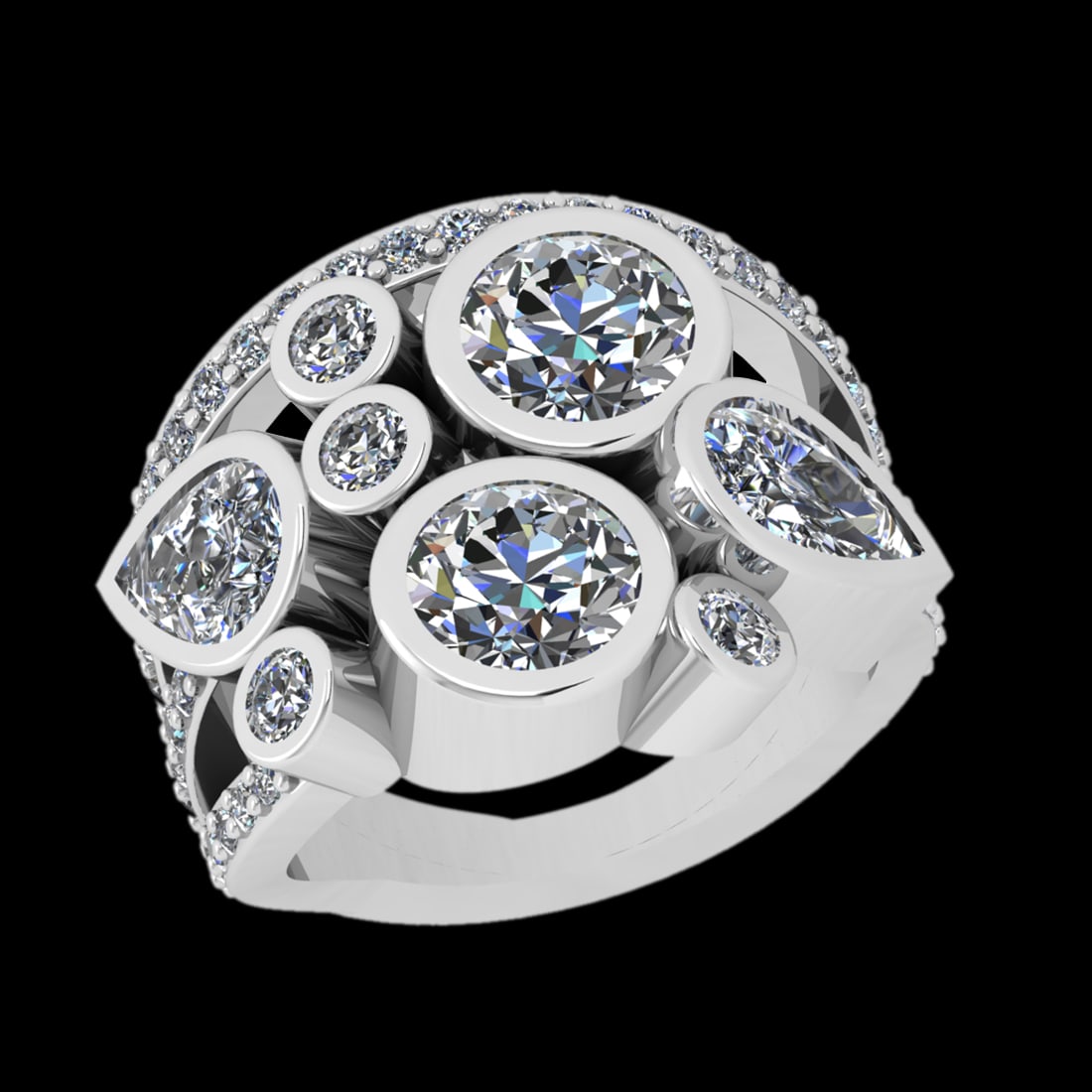 4.63 Ctw VS/SI1 Diamond Prong Set 10k white Gold Engagement Ring: Center Daimond Weight :-3.50 Ctw ( Pear & Round Cut) Color : J-K Clarity : VS/SI1 Side Diamond Weight Of Ctw 1.31 Ctw Color : J-K Clarity : VS/SI1 Daimond Setting : Prong Metal Weight : Approx 7.21 gr