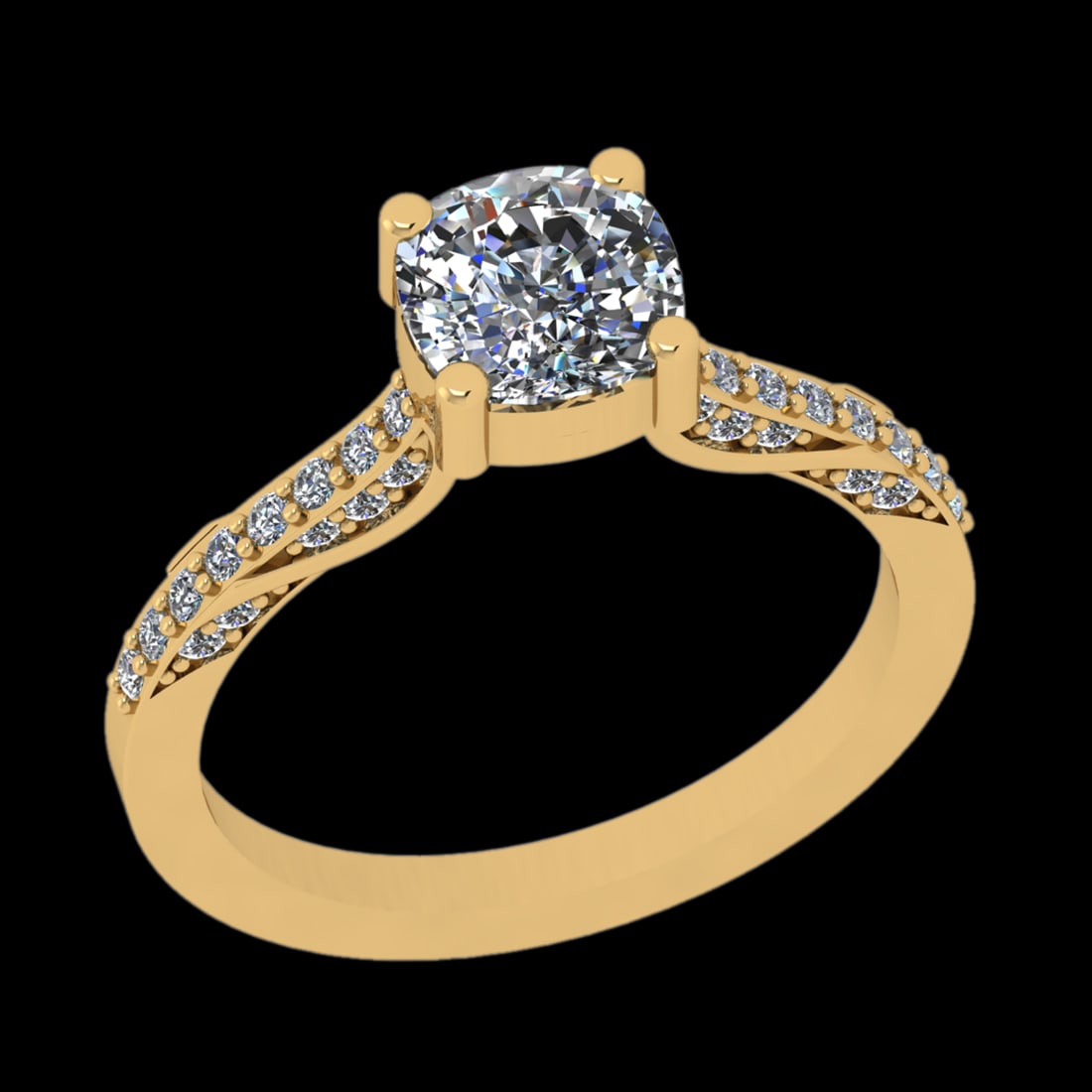 1.71 Ctw I2/I3 Diamond Prong Set 10k Yellow Gold Engagement Ring: Center Daimond Weight :-1.25 Ctw ( Round Cut ) Color : J-K Clarity : I2/I3 Side Diamond Weight Of Ctw 0.46 Ctw Color : J-K Clarity : I2/I3 Daimond Setting : Prong Metal Weight : Approx 4.22 gram 10k Y