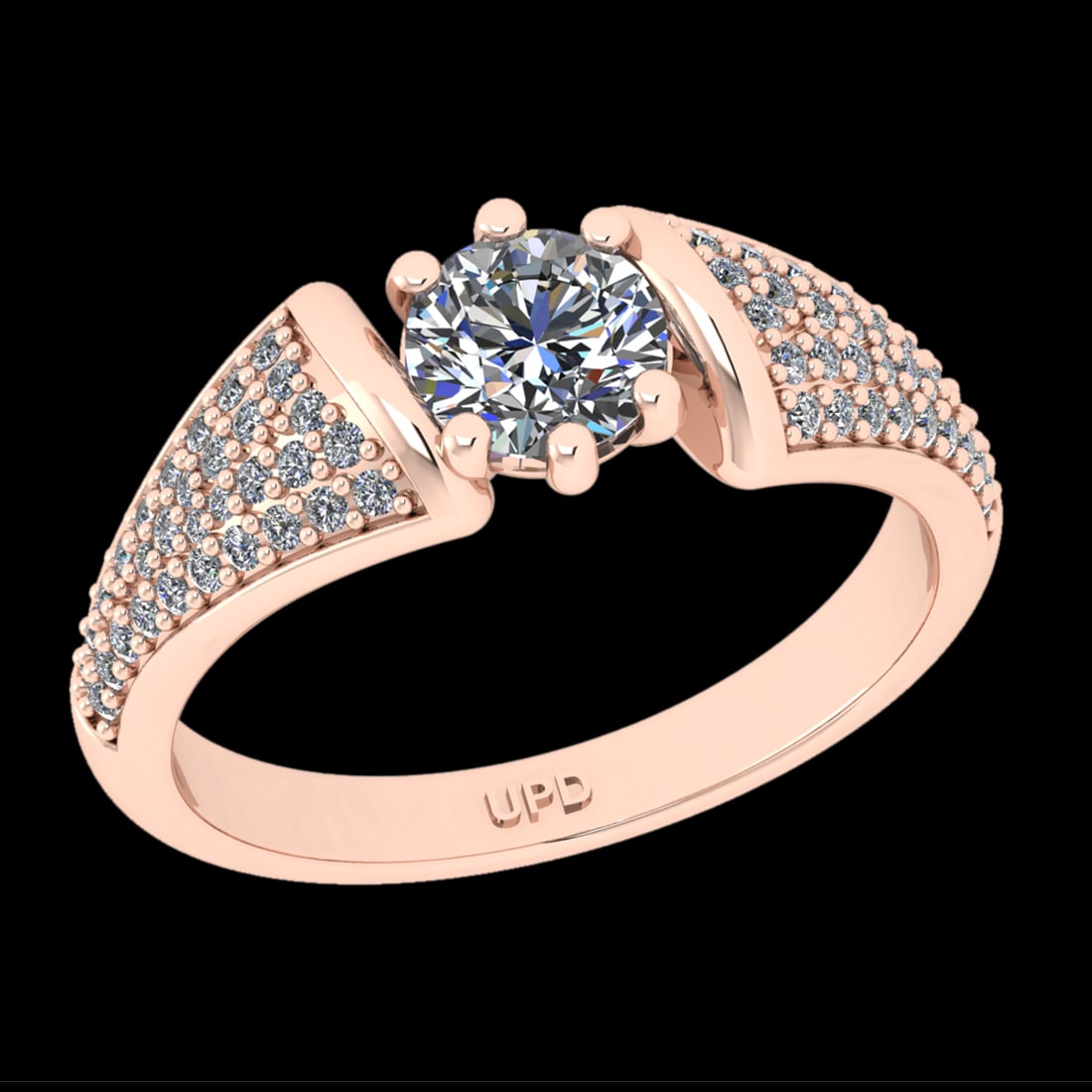 0.95 Ctw VS/SI1 Diamond Prong Set 10k Rose Gold Engagement Ring( (ALL DIAMO: Center Daimond Weight :-0.66 Ctw ( Round Cut) Color : J-K Clarity : VS/SI1 Side Diamond Weight Of Ctw 0.29 Ctw Color : J-K Clarity : VS/SI1 Daimond Setting : Prong Metal Weight : Approx 4.33 gram 10k 
