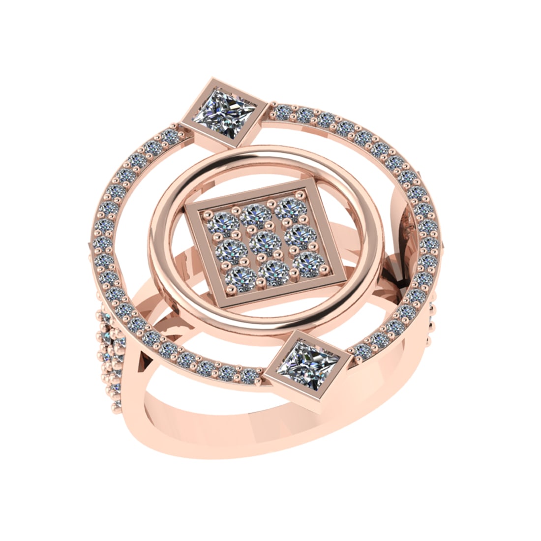 1.56 Ctw VS/SI1 Diamond 14K Rose Gold Engagement Ring: Total Diamond Weight : 1.56 Ctw (Round &Princess cut) Center Diamond Color :- J-K Center Clarity : VS/SI1 Stone Setting : Prong Metal Weight : Approx 5.90 Gram 14K Rose Gold Engagement Ring #3SS63689v