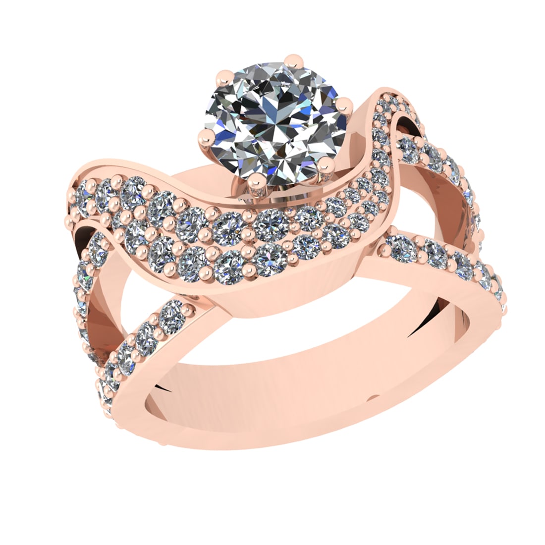2.57 Ctw SI1/SI2 Diamond Prong Set 14k Rose Gold Engagement Ring: Center Daimond Weight :-1.30 Ctw ( Round Cut) Color : G-H Clarity : SI1/SI2 Side Diamond Weight Of Ctw 1.27 Ctw Color : G-H Clarity : SI1/SI2 Daimond Setting : Prong Metal Weight : Approx 7.21 gram 14