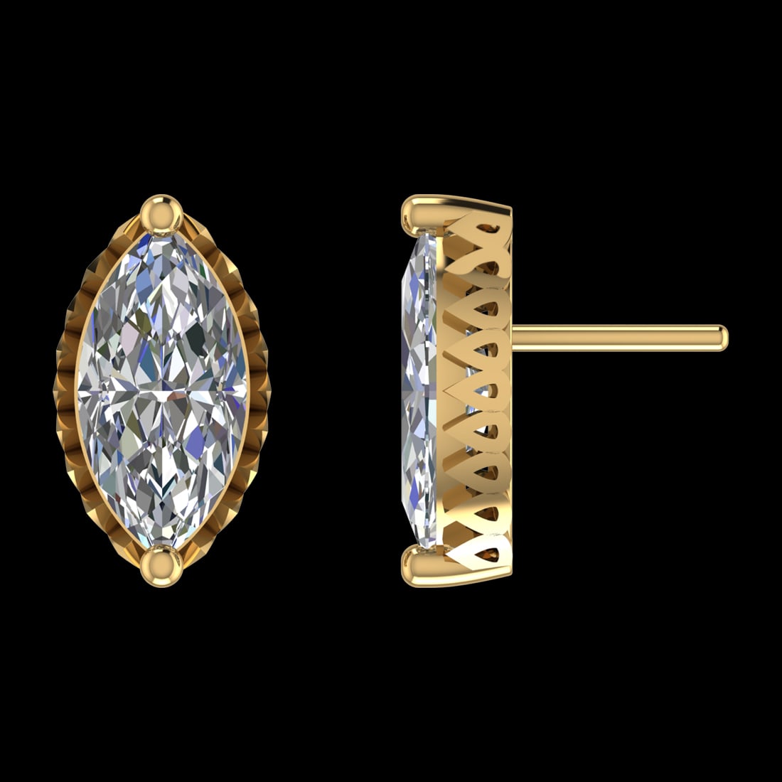 4.20 Ctw VS/SI1 Diamond 14k Yellow Gold Stud Earrings (ALL DIAMOND ARE LAB: Center Diamond Weight :-4.20 Ctw ( 2 Pec Maquise Cut ) Color :-G-H (ALL DIAMOND ARE LAB GROWN ) Clarity : VS/SI1 Setting : Prong Metal Weight : Approx 3.30 Gram 14k Yellow Gold Stud Earrings (ALL DIAM