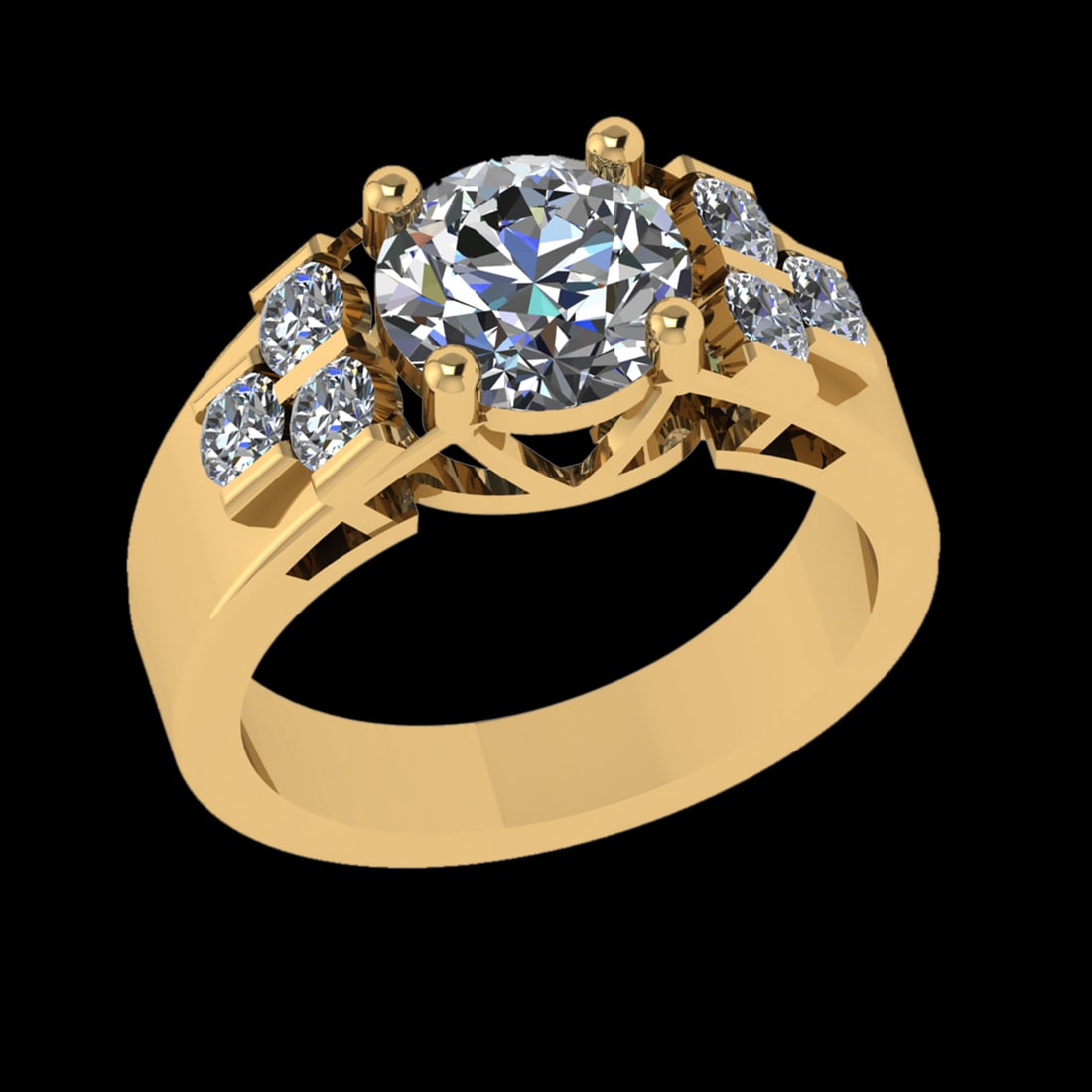2.66 Ctw VS/SI1 Diamond 10k Yellow Gold Engagement Ring (ALL DIAMOND ARE LA: Center Daimond Weight :-2.00 Ctw ( Round Cut) Color : J-K Clarity : VS/SI1 Side Diamond Weight Of Ctw 0.66 Ctw Color : J-K Clarity : VS/SI1 Daimond Setting : Prong Metal Weight : Approx 6.06 gram 10k 
