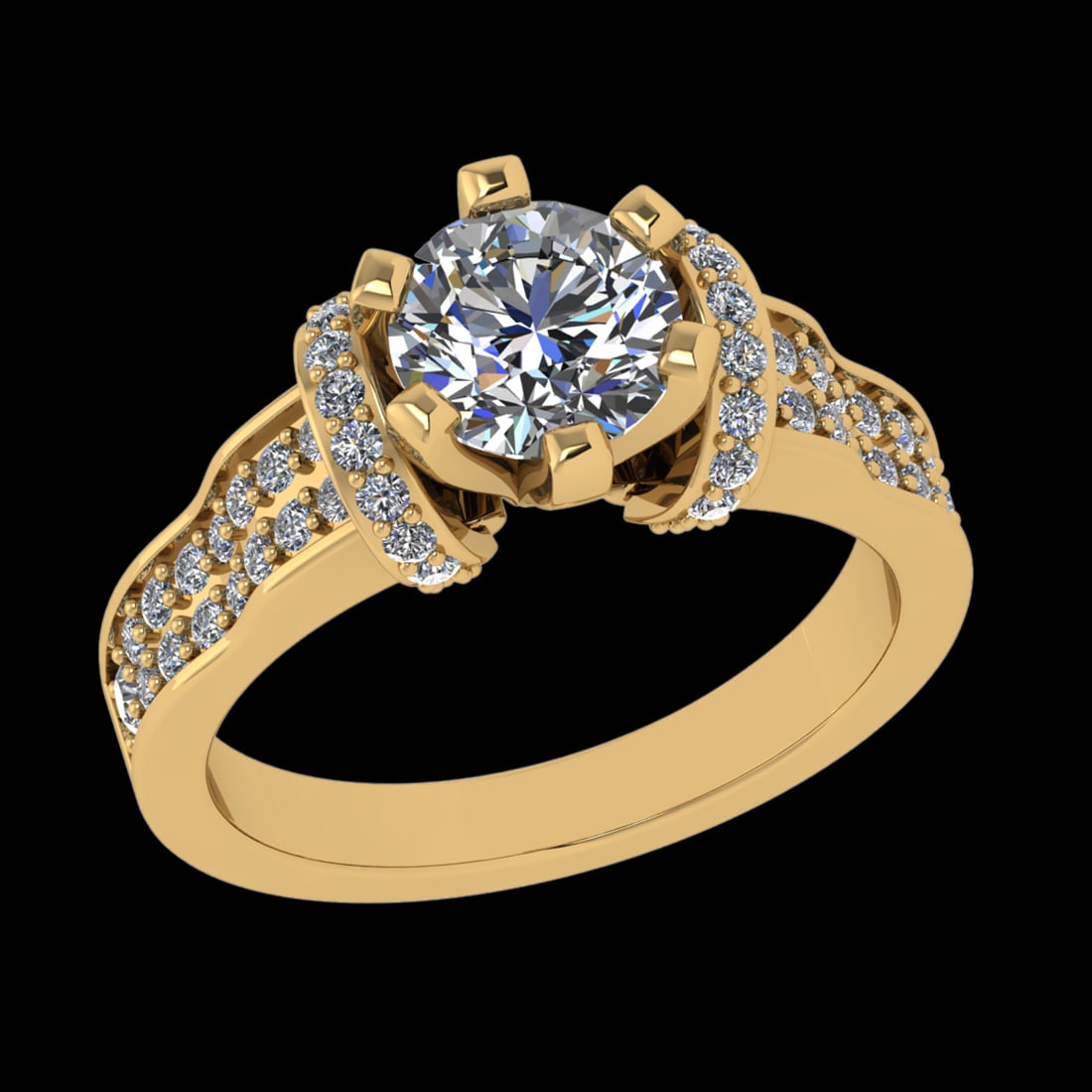 1.86 Ctw VS/SI1 Diamond Prong Set 10k Yellow Gold Engagement Ring (ALL DIAM: Center Daimond Weight :-1.30 Ctw ( Round Cut) Color : J-K Clarity : VS/SI1 Side Diamond Weight Of Ctw 0.56 Ctw Color : J-K Clarity : VS/SI1 Daimond Setting : Prong Metal Weight : Approx 7.25 gram 10k 