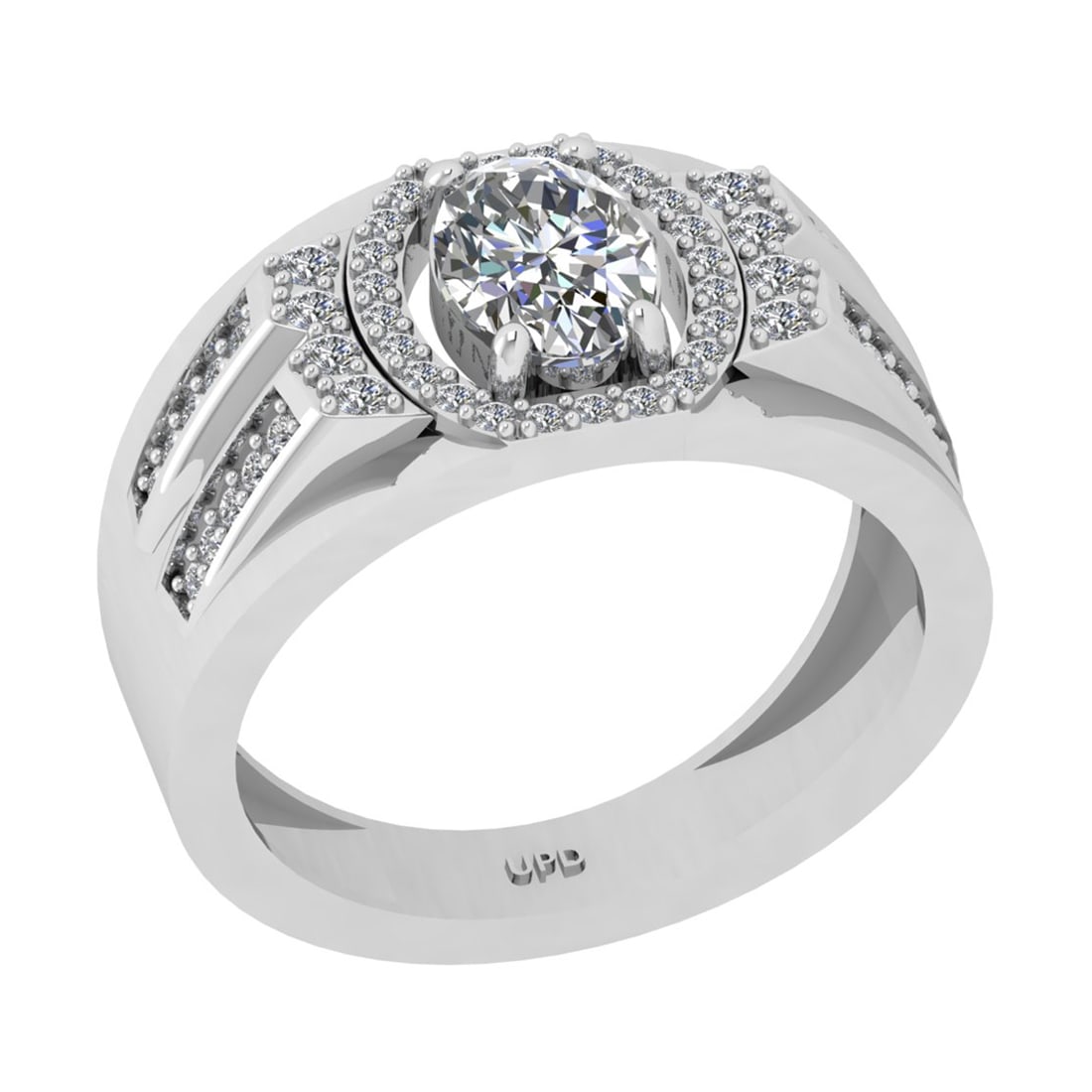 1.07 Ctw VS/SI1 Diamond 10K White Gold Engagement Ring (ALL DIAMOND ARE LAB: Center Diamond Weight : 0.75 Ctw (Oval Cut) Color : J-K Clarity : VS/SI1 Setting : Prong Side Weight Of Ctw 0.32 Ctw Color : J-K Clarity : VS/SI1 Stone Setting : Prong Metal Weight : Approx 6.40 gram 