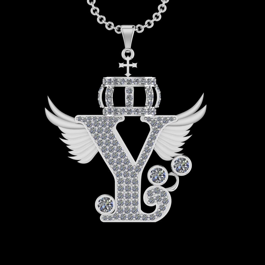 2.40 Ctw VS/SI1 Diamond Prong Set 18K White Gold Letter theme ( Y) Necklace: Total Diamond Weight : 2.40 Ctw (Round cut) Center Diamond Color :- G-H Center Clarity : VS/SI1 Stone Setting : Prong Metal Weight : Approx 14.90 Gram 18K White Gold Letter theme ( Y) Necklace (ALL DI