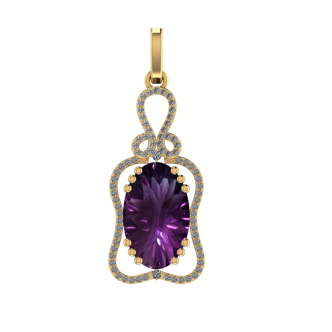 70.80 Ctw SI2/SI1 Tanzanite and Diamond Prong Set 14k Yellow Gold Pendant (: Center Stone Weight :-67.89 Ctw ( Oval Cut) Center Stone Color :-Tanzanite Center Stone Setting : Prong Side Diamond Weight Of Ctw 2.91 Ctw Color : F-G Clarity : SI2/SI1 Stone Setting : Prong Metal We