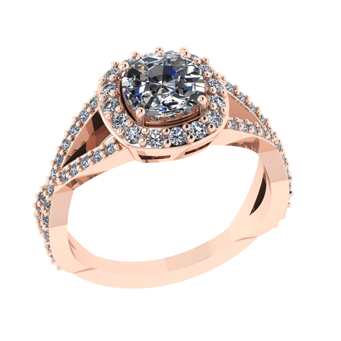 2.12 Ctw VS/SI1 Diamond 14k Rose Gold Engagement Ring: Center Daimond Weight :-1.50 Ctw ( Cushion Cut) Color : G-H Clarity : VS/SI1 Side Diamond Weight Of Ctw 0.62 Ctw Color : G-H Clarity : VS/SI1 Daimond Setting : Prong Metal Weight : Approx 4.91 gram 14