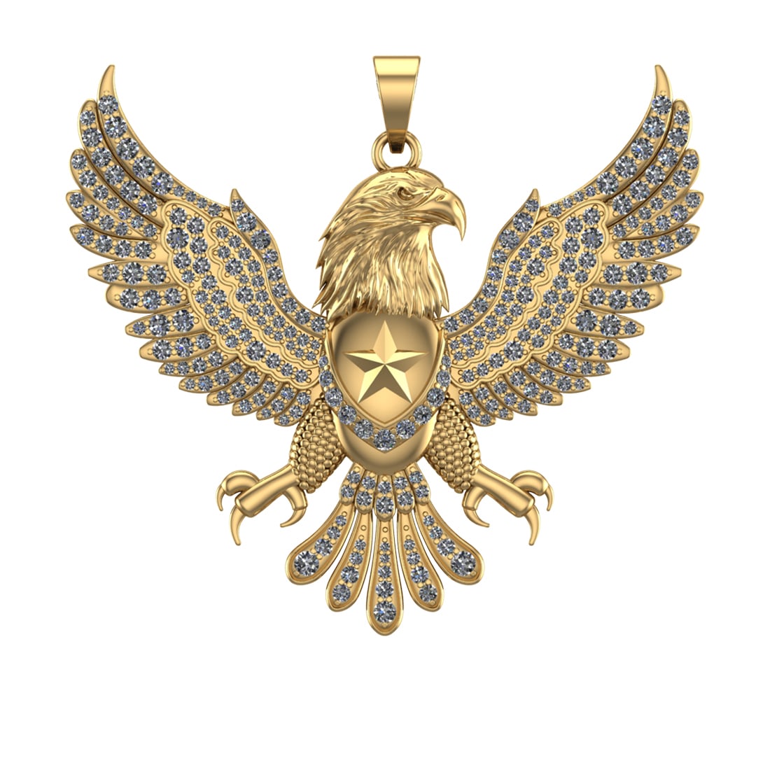 3.73 Ctw VS/SI1 Diamond 14k Yellow Gold Eagle theme Pendant (ALL DIAMOND AR: Total Daimond Weight :-3.73 Ctw Color : J-K Clarity : VS/SI1 Setting : Prong Metal Weight : Approx 29.20 gram 14k Yellow Gold Eagle theme Pendant (ALL DIAMOND ARE LAB GROWN ) #3SS65075v15