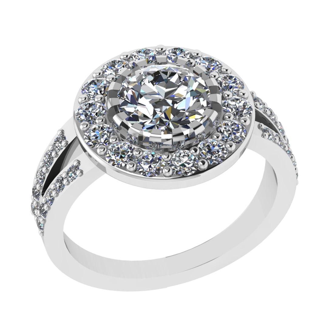 2.36 Ctw VS/SI1 Diamond Prong Set 18k White Gold Engagement Ring: Center Diamond Weight :-1.40 Ctw ( Round cut) Color :- G-H Clarity : VS/SI1 Center Stone Setting : Prong Side Diamond Weight Of Ctw 0.96 Ctw Color : G-H Clarity : VS/SI1 Stone Setting : Prong Metal We