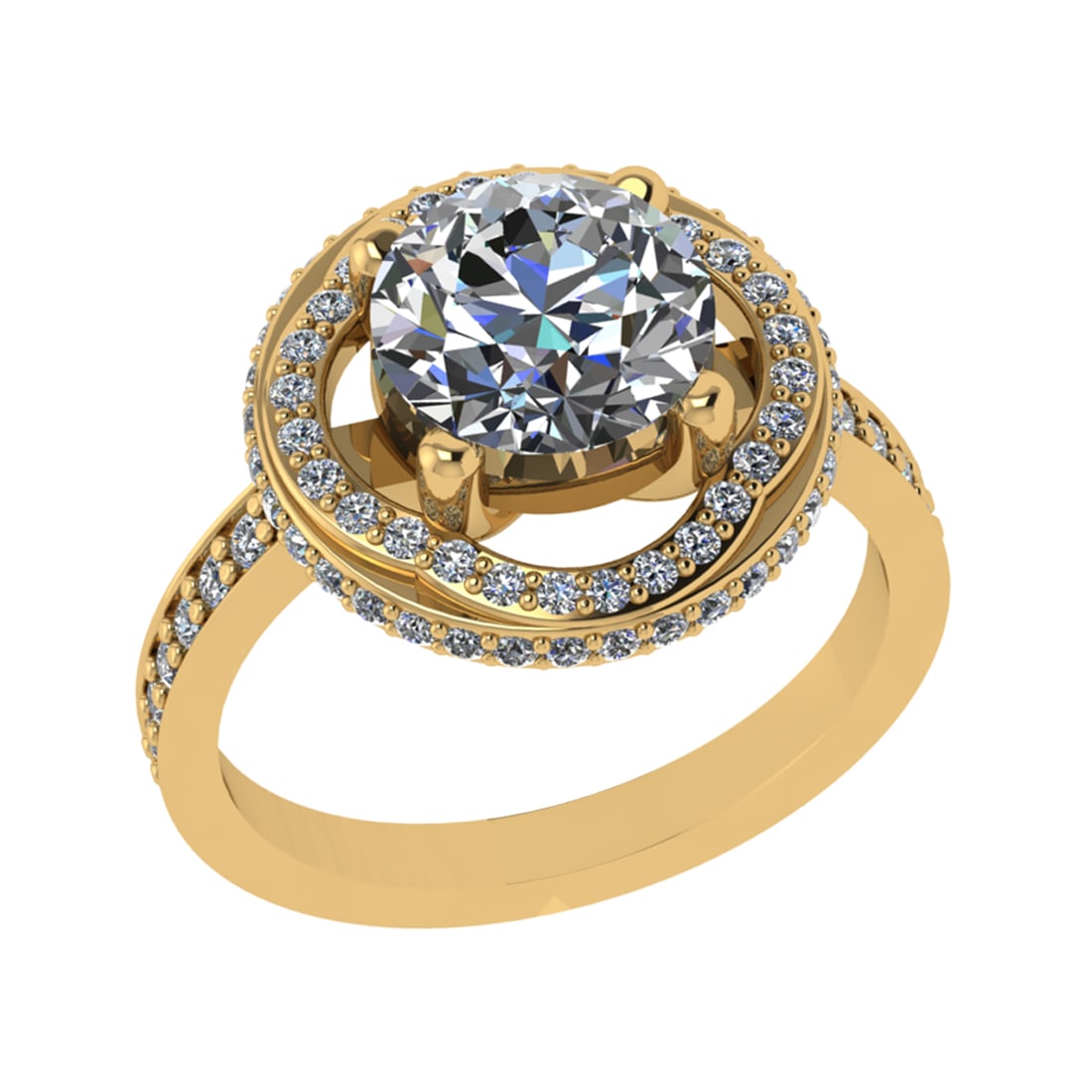 3.12 Ctw VS/SI1 Diamond Prong Set 14k Yellow Gold Engagement Ring (ALL DIAM: Center Daimond Weight :-2.00 Ctw ( Round Cut) Color : G-H Clarity : VS/SI1 Side Diamond Weight Of Ctw 1.12 Ctw Color : G-H Clarity : VS/SI1 Daimond Setting : Prong Metal Weight : Approx 4.91 gram 14k 
