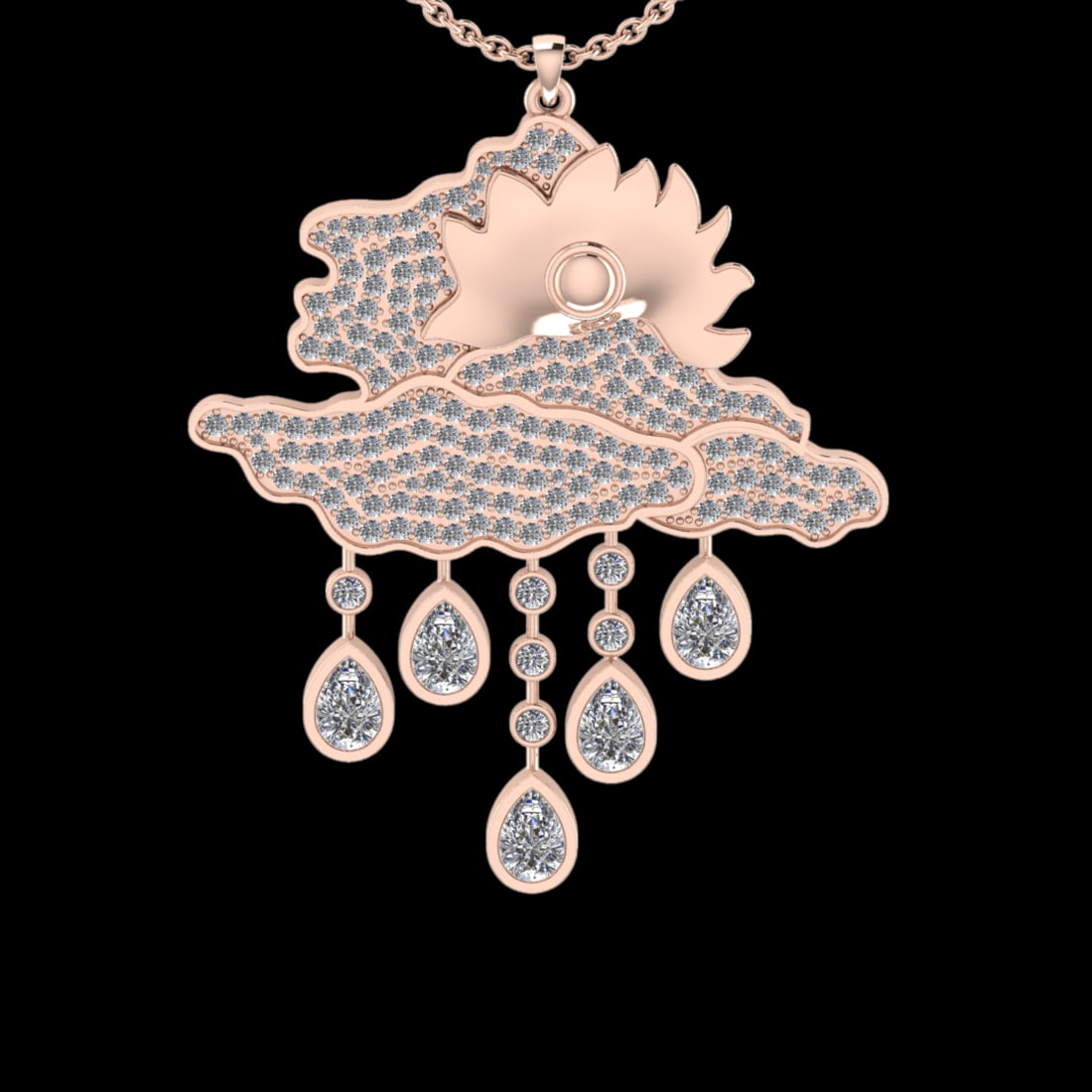 3.35 Ctw VS/SI1 Diamond 18K Rose Gold Necklace (ALL DIAMOND ARE LAB GROWN ): Center Diamond Weight :- 2.50 Ctw (Pear cut) Color :- G-H Clarity : VS/SI1 Center Stone Setting : Prong Side Diamond Weight Of Ctw 0.85 Ctw Color : G-H Clarity : VS/SI1 Stone Setting : Prong Metal Wei