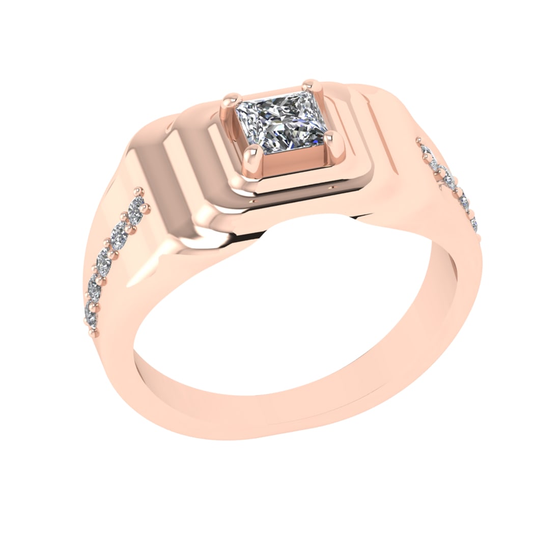 0.54 Ctw VS/SI1 Diamond 10K Rose Gold Engagement Ring (ALL DIAMOND ARE LAB: Center Diamond Weight : 0.40 Ctw (Princess Cut) Color : J-K Clarity : VS/SI1 Setting : Prong Side Weight Of Ctw 0.14 Ctw Color : J-K Clarity : VS/SI1 Stone Setting : Prong Metal Weight : Approx 5.60 g