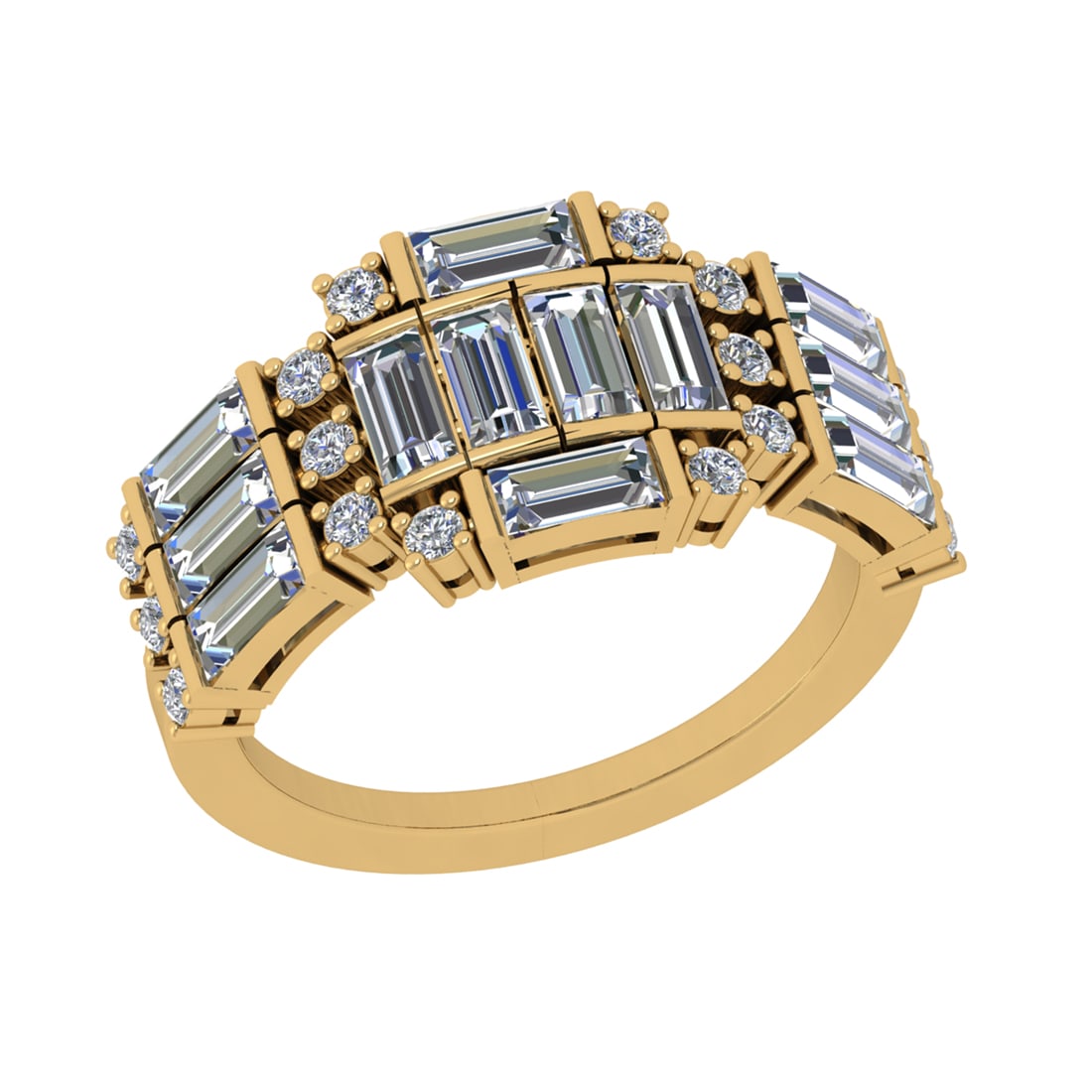 1.80 Ctw SI2/SI1 Diamond 14k Yellow Gold Engagement Ring: Center Daimond Weight :-1.56 Ctw ( Bugutte Cut) Color : G-H Clarity : SI2/SI1 Side Diamond Weight Of Ctw 0.24 Ctw Color : G-H Clarity : SI2/SI1 Daimond Setting : Prong Metal Weight : Approx 4.33 gram 