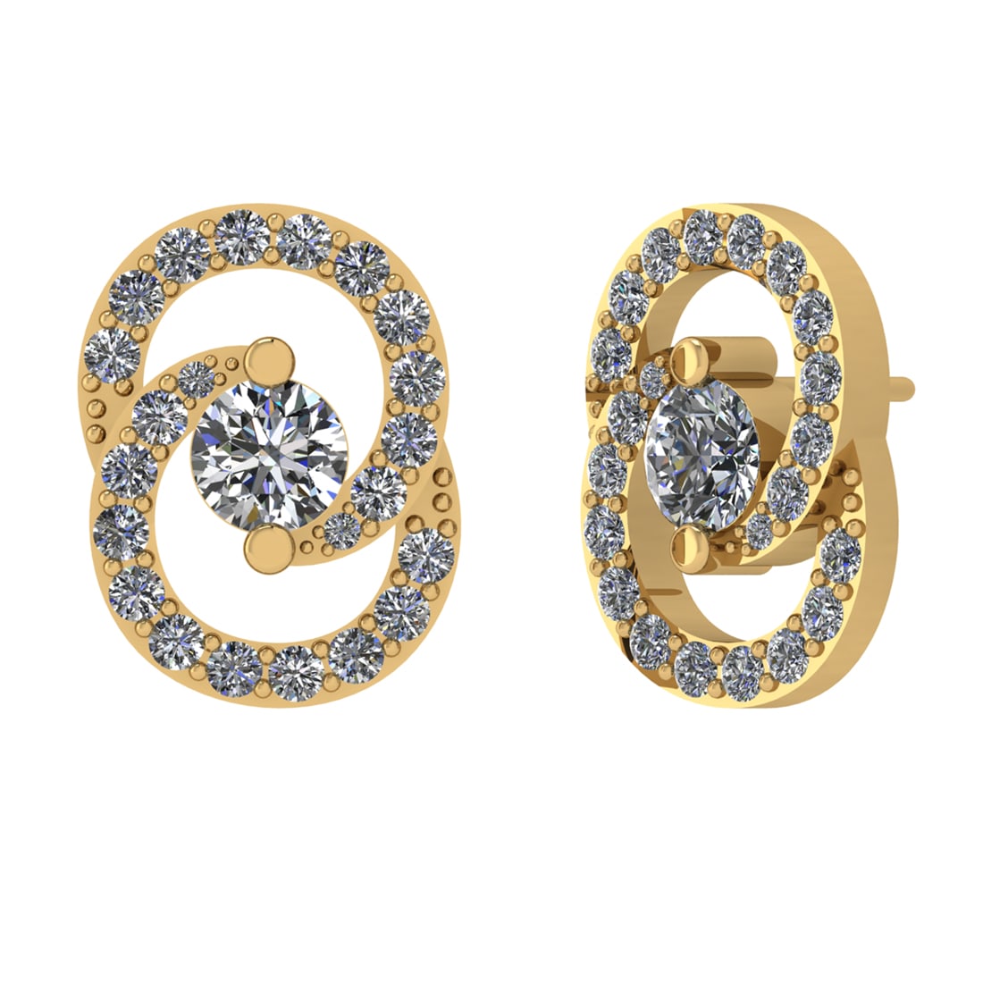 2.03 Ctw VS/SI1 Diamond 14k Yellow Gold Stud Earrings (ALL DIAMOND ARE LAB: Center Daimond Weight :-1.00 Ctw ( Round Cut) Color : G-H Clarity : VS/SI1 Side Diamond Weight Of Ctw 1.03 Ctw Color : G-H Clarity : VS/SI1 Daimond Setting : Prong Metal Weight : Approx 9.85 gram 14k 