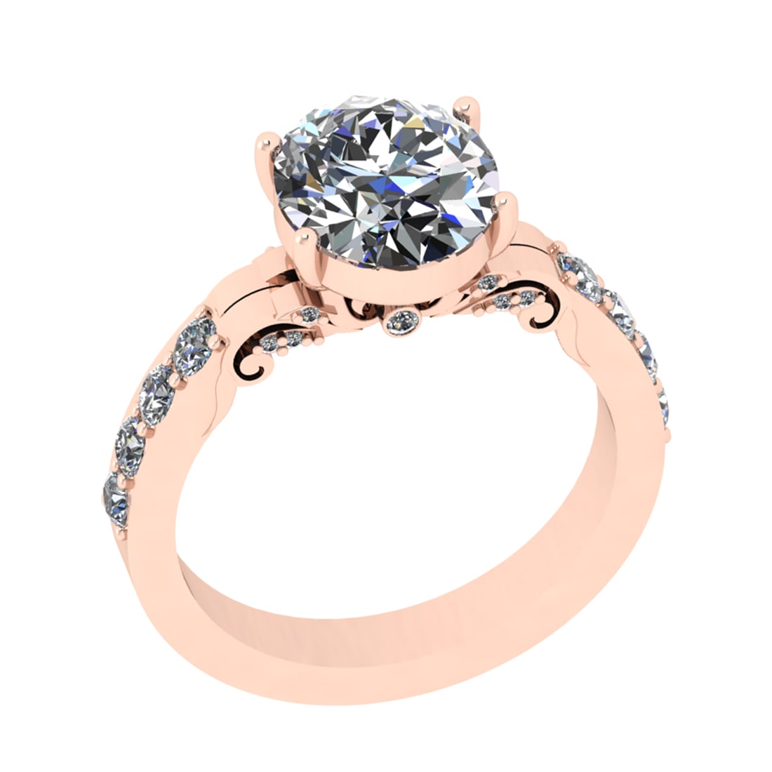 2.83 Ctw SI2/SI1 Diamond Prong Set 14k Rose Gold Engagement Ring