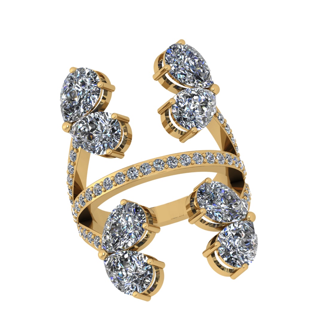 6.73 Ctw SI2/SI1 Diamond Prong Set 14k Yellow Gold Engagement Ring: Center Daimond Weight :-6.00 Ctw ( Pear Cut) Color : G-H Clarity : SI2/SI1 Side Diamond Weight Of Ctw 0.73 Ctw Color : G-H Clarity : SI2/SI1 Daimond Setting : Prong Metal Weight : Approx 6.64 gram 14k