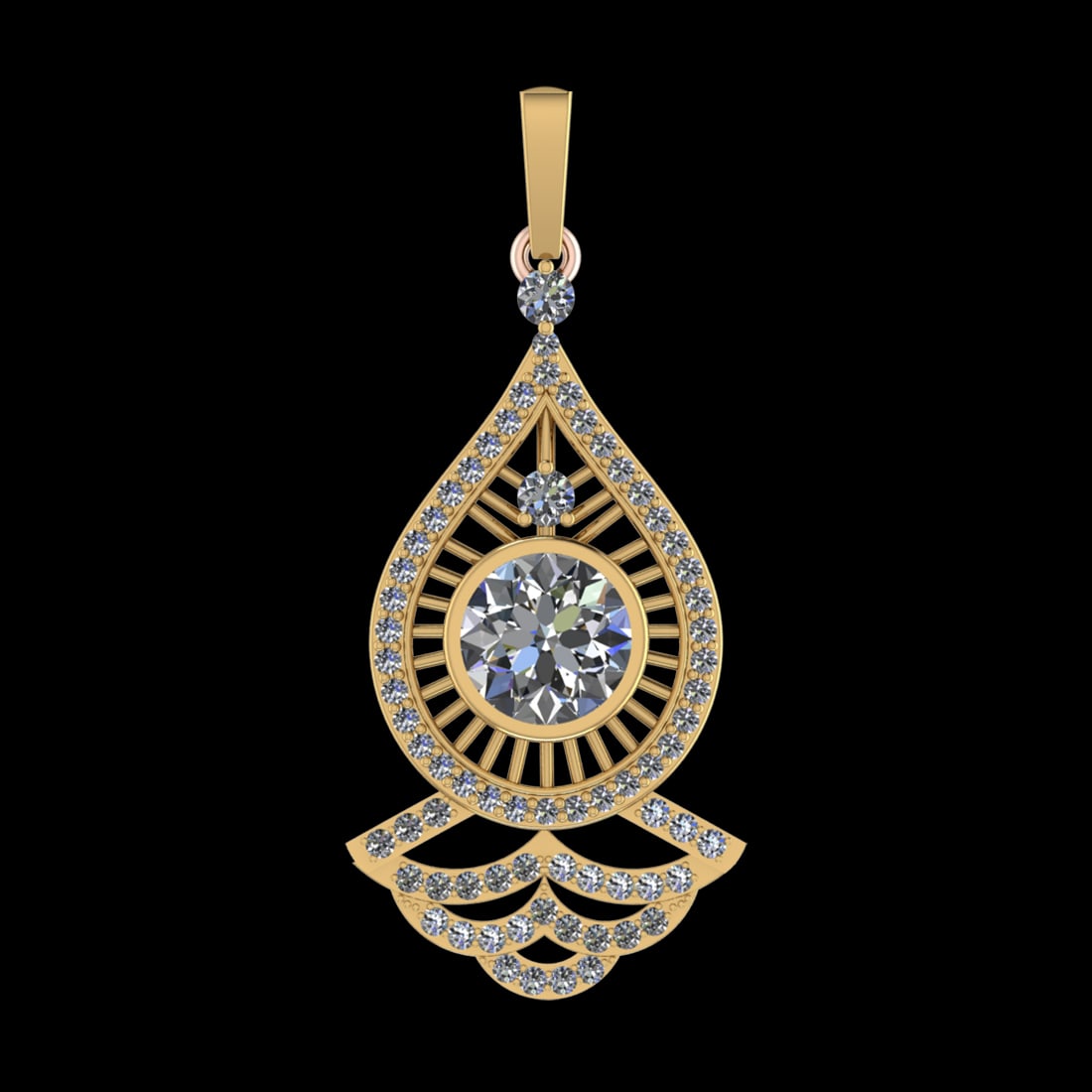 2.76 CtwVS/SI1 Diamond 10k Yellow Gold Pendant (ALL DIAMOND ARE LAB GROWN ): Center Daimond Weight :-2.00 Ctw ( Round Cut) Color : j-k Clarity : VS/SI1 Side Diamond Weight Of Ctw 0.76 Ctw Color : j-k Clarity : VS/SI1 Daimond Setting : Prong Metal Weight : Approx 6.06 gram 10k 