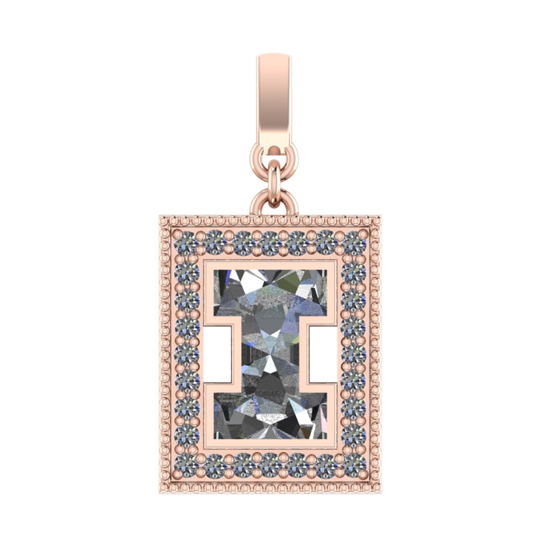 0.81 Ctw SI2/SI1 Diamond Prong Set 14k Rose Gold Alphabet-I Pendant (ALL DI: Center Daimond Weight :-0.59 Ctw Color : White Side Diamond Weight Of Ctw 0.22 Ctw Color : G-H Clarity : SI2/SI1 Daimond Setting : Prong Metal Weight : Approx 3.86 gram 14k Rose Gold Alphabet-I Pendan
