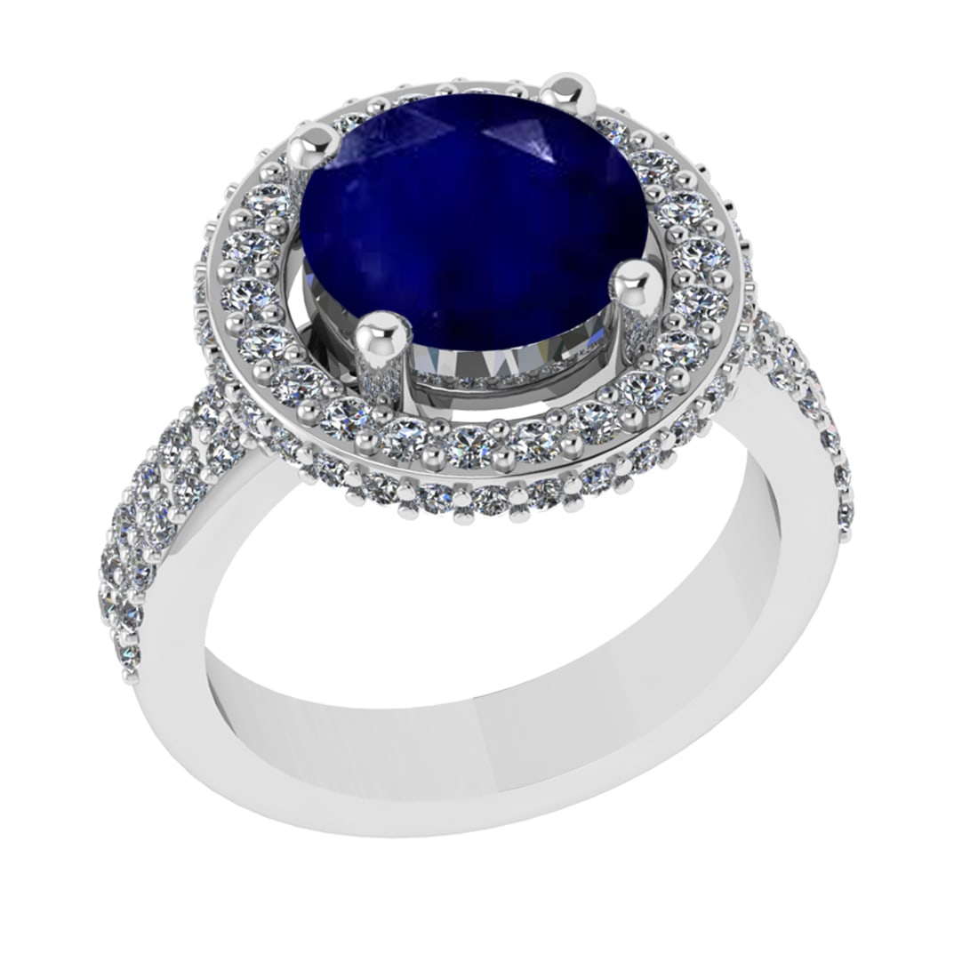 1.07 Ctw VS/SI1 Blue Sapphire and Diamond 14k white Gold Engagement Ring (A: Center Stone Weight :-0.50 Ctw ( Round Cut) Center Stone Color :-Blue Sapphire Center Stone Setting : Prong Side Diamond Weight Of Ctw 0.57 Ctw Color : G-H Clarity : VS/SI1 Daimond Setting : Prong Met