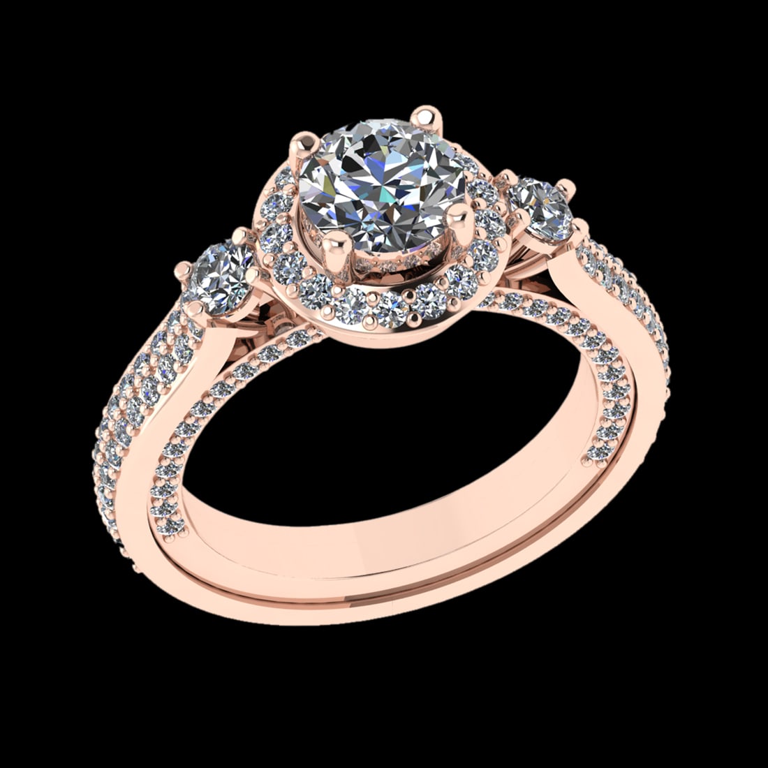 1.26 Ctw VS/SI1 Diamond Prong Set 18K Rose Gold Engagement Ring: Center Diamond Weight :-:1.20 Ctw ( Round Cut) Color :- G-H Clarity : VS/SI1 Center Stone Setting : Prong Side Diamond Weight Of Ctw 1.06 Ctw Color : G-H Clarity : VS/SI1 Stone Setting : Prong Metal W