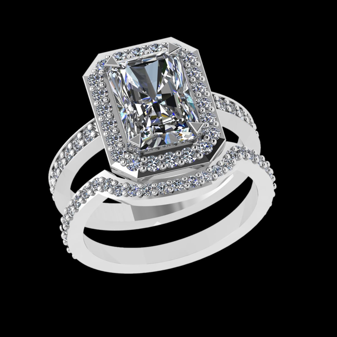 3.28 Ctw VS/SI1 Diamond 10k white Gold Engagement Ring (ALL DIAMOND ARE LAB: Center Daimond Weight :-2.50 Ctw ( Emerald Cut) Color : J-K Clarity : VS/SI1 Side Diamond Weight Of Ctw 0.78 Ctw Color : J-K Clarity : VS/SI1 Daimond Setting : Prong Metal Weight : Approx 6.06 gram 10