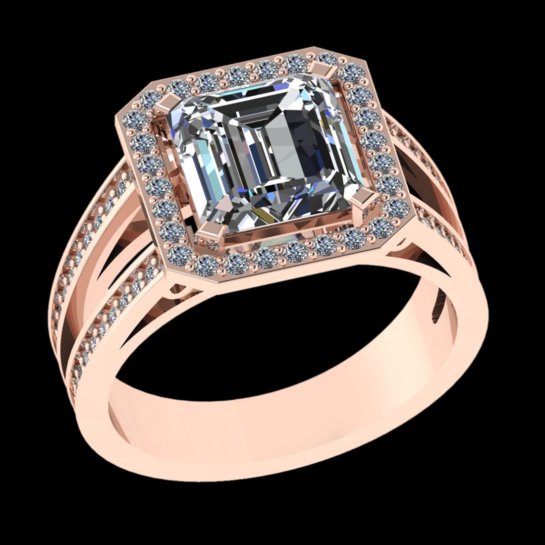 3.46 Ctw VS/SI1 (ALL DIAMOND ARE LAB GROWN ) Diamond 10k Rose Gold Engageme: Center Daimond Weight :-3.00 Ctw ( Princess Cut) Color : J-K Clarity : VS/SI1 (ALL DIAMOND ARE LAB GROWN ) Side Diamond Weight Of Ctw 0.46 Ctw Color : J-K Clarity : VS/SI1 (ALL DIAMOND ARE LAB GROWN )