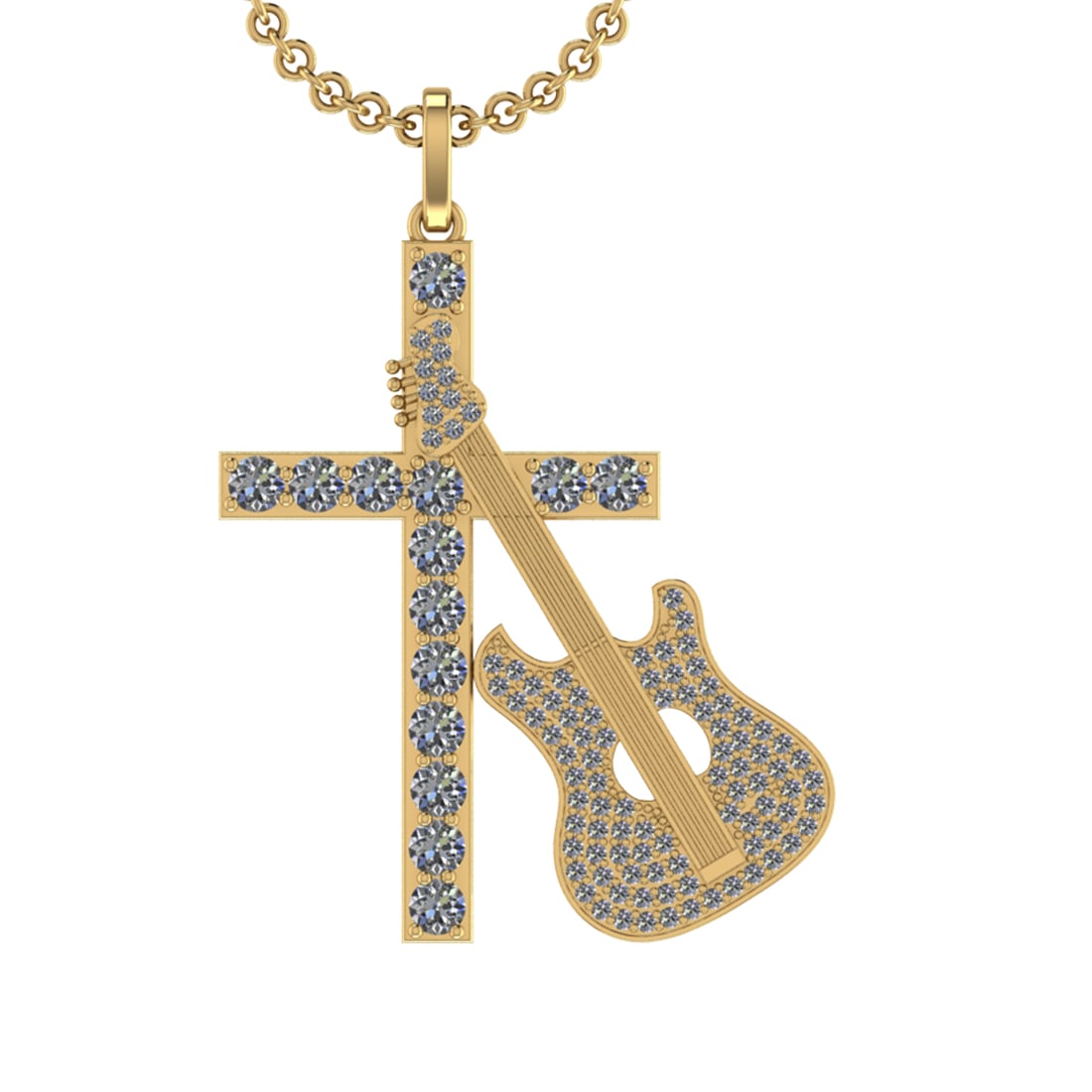 2.37 Ctw SI2/SI1 Diamond 14k Yellow Gold musical instruments theme Pendant: Total Diamond Weight :-2.37 Ctw (Round cut) Color :- G-H Clarity : SI2/SI1 Setting : Prong Metal Weight : Approx 6.10 gram 14k Yellow Gold musical instruments theme Pendant (ALL DIAMOND ARE LAB