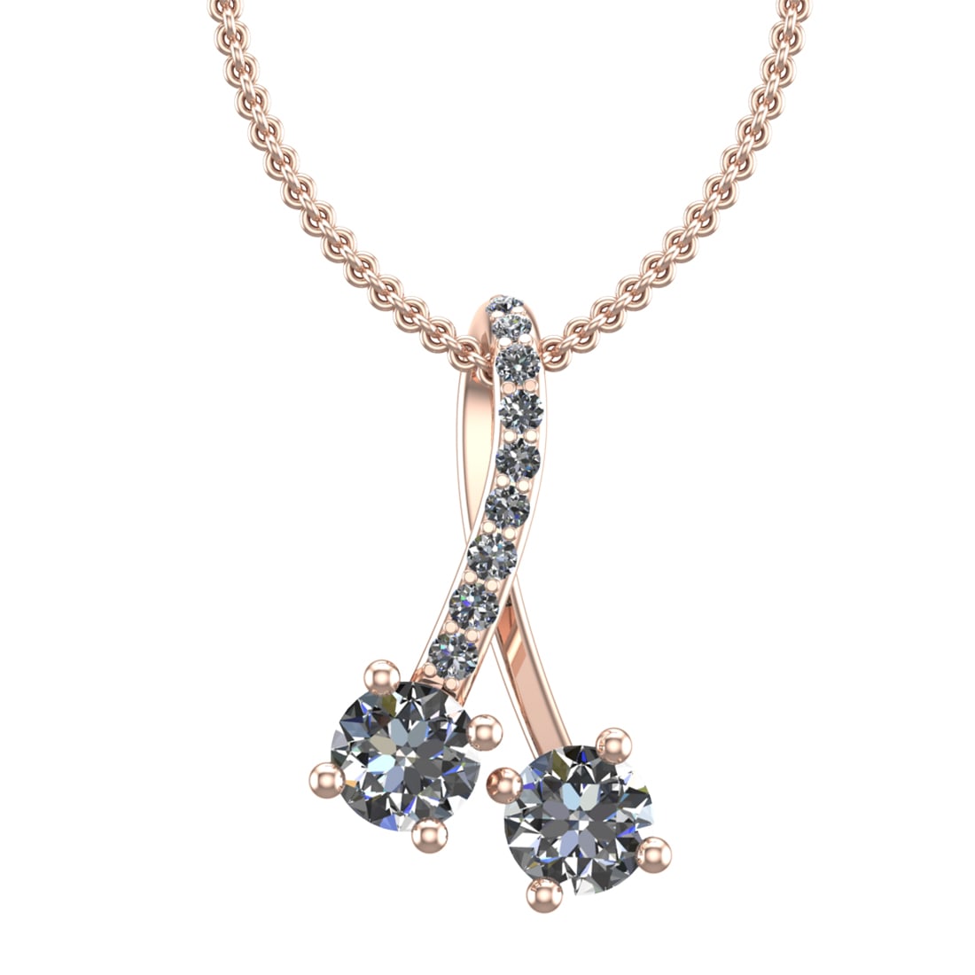 1.92 Ctw SI2/SI1 Diamond Prong Set 14K Rose Gold Two-Stone Pendant Necklace: Center Daimond Weight :-1.68 Ctw ( Round Cut) Color : G-H Clarity : SI2/SI1 Side Diamond Weight Of Ctw 0.24 Ctw Color : G-H Clarity : SI2/SI1 Daimond Setting : Prong Metal Weight : Approx 4.46 gram 14