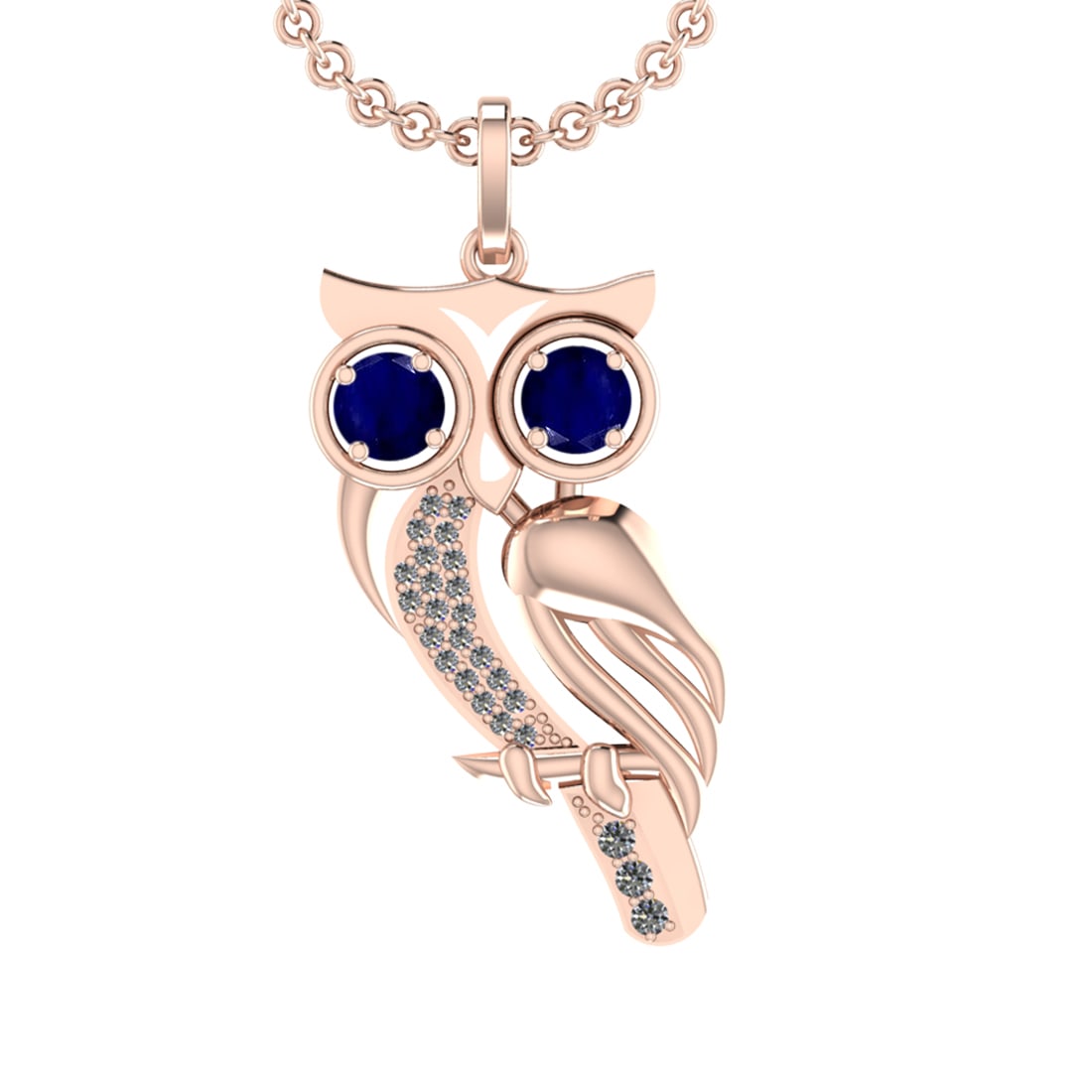 1.75 Ctw VS/SI1 Blue Sapphire and Diamond 14K Rose Gold Pendant (ALL DIAMON: Center Stone Weight :-1.00 Ctw ( 2pec Round Cut) Color :- Blue Sapphire Setting : Prong Side Diamond Weight Of Ctw 0.25 Ctw Color : J-K Clarity : VS/SI1 Stone Setting : Prong Metal Weight : Approx 10.