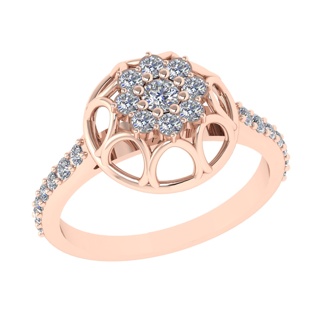 0.64 Ctw SI2/SI1 Diamond Prong Set 14k Rose Gold Engagement Ring: Center Daimond Weight :-0.11 Ctw ( Round Cut) Color : G-H Clarity : SI2/SI1 Side Diamond Weight Of Ctw 0.53 Ctw Color : G-H Clarity : SI2/SI1 Daimond Setting : Prong Metal Weight : Approx 3.68 gram 14