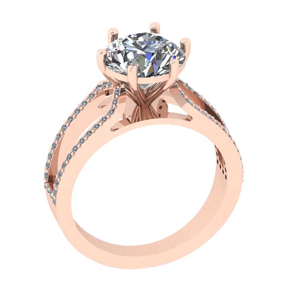 3.05 Ctw SI2/I1 Diamond Style Prong Set 18K Rose Gold Anniversary Ring: Center Diamond Weight : 2.75 Ctw ( Round Cut) Center Diamond Color : G-H Center Stone Setting : Prong Center Stone Clarity : SI2/I1 Side Stone Weight Of Ctw 0.30 Ctw Side Stone Color : G-H Stone Clari