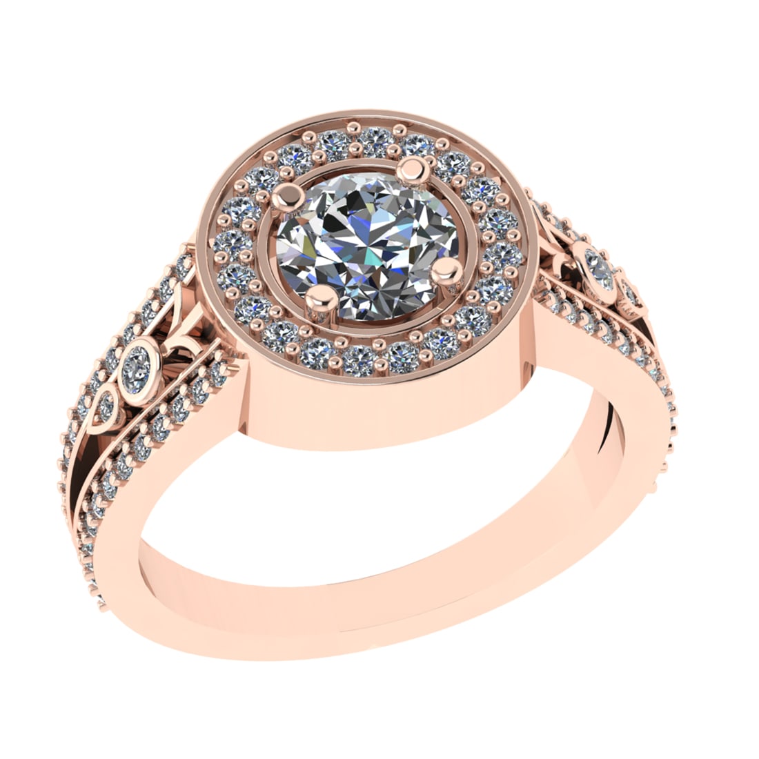 1.36 Ctw VS/SI1 Diamond Prong Set 14k Rose Gold Engagement Ring (ALL DIAMON: Center Daimond Weight :-0.84 Ctw ( Round Cut) Color : G-H Clarity : VS/SI1 Side Diamond Weight Of Ctw 0.52 Ctw Color : G-H Clarity : VS/SI1 Daimond Setting : Prong Metal Weight : Approx 5.38 gram 14k 