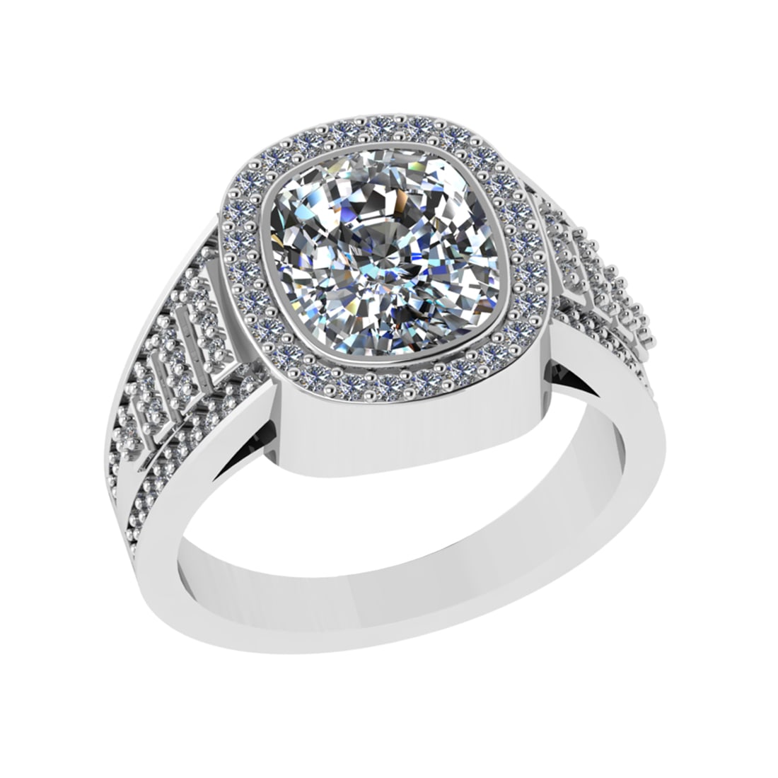 3.28 Ctw VS/SI1 Diamond 14k white Gold Engagement Ring: Center Daimond Weight :-2.70 Ctw ( Cushion Cut) Color : G-H Clarity : VS/SI1 Side Diamond Weight Of Ctw 0.58 Ctw Color : G-H Clarity : VS/SI1 Daimond Setting : Prong Metal Weight : Approx 6.06 gram 14