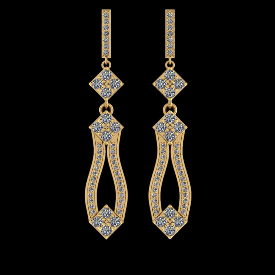 1.56 Ctw VS/SI1 Diamond 10K Yellow Gold Dangling Earrings: Diamond Weight : 1.56 Ctw ( Round Cut ) Diamond Stone Color : J-K Stone Clarity : VS/SI1 Stone Setting : Prong Metal Weight : Approx 8.80 Gram 10K Yellow Gold Dangling Earrings (ALL DIAMOND ARE LAB GR
