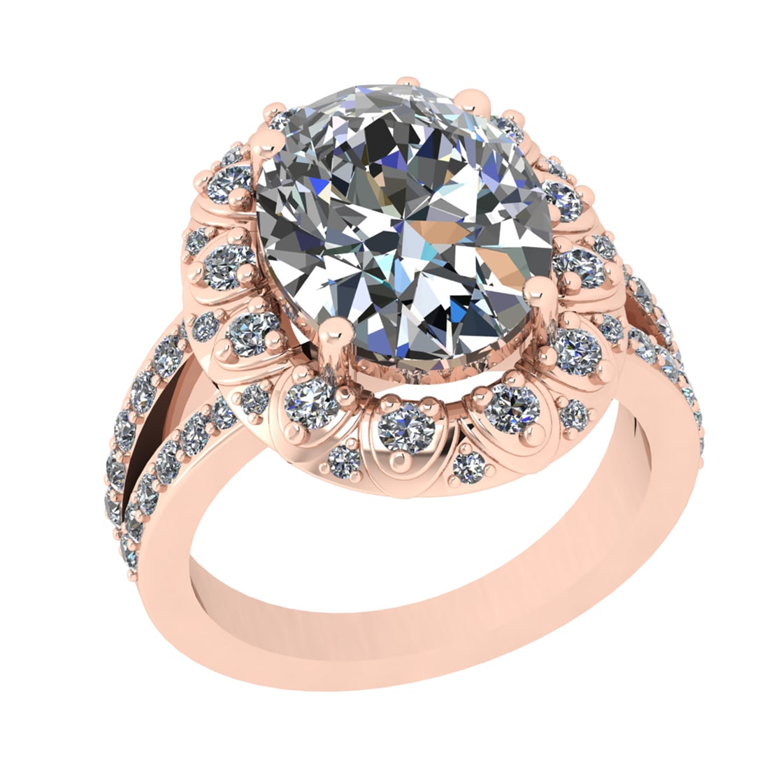 3.74 Ctw SI1/SI2 Diamond Prong Set 14k Rose Gold Engagement Ring: Center Daimond Weight :-2.80 Ctw ( Oval Cut) Color : G-H Clarity : SI1/SI2 Side Diamond Weight Of Ctw 0.94 Ctw Color : G-H Clarity : SI1/SI2 Daimond Setting : Prong Metal Weight : Approx 6.34 gram 14k