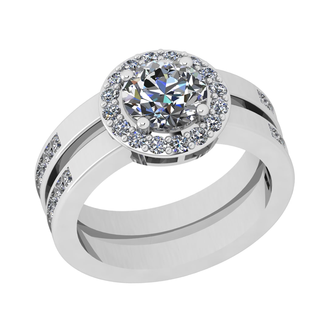 1.88 Ctw SI2/SI1 Diamond Prong Set 14k white Gold Engagement Ring: Center Daimond Weight :-1.30 Ctw ( Round Cut) Color : G-H Clarity : SI2/SI1 Side Diamond Weight Of Ctw 0.58 Ctw Color : G-H Clarity : SI2/SI1 Daimond Setting : Prong Metal Weight : Approx 6.06 gram 14