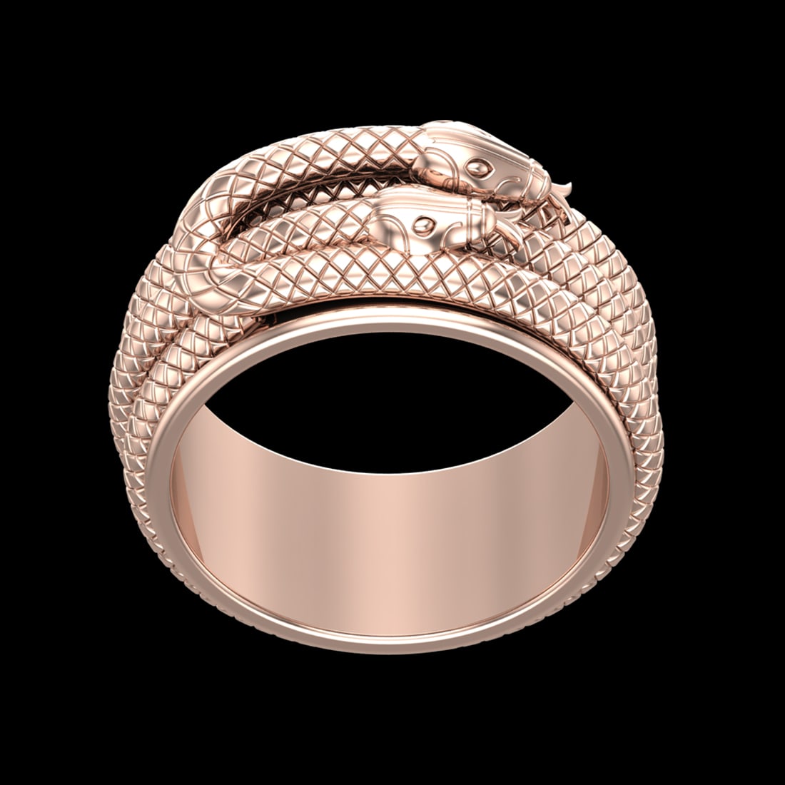 Creature theme Men s Snake Texture 10k Rose Gold Ring (ALL DIAMOND ARE LAB (1 of 2)