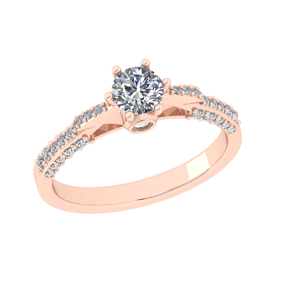 0.93 Ctw VS/SI1 Diamond Prong Set 14k Rose Gold Engagement Ring: Center Daimond Weight :-0.50 Ctw ( Round Cut) Color : G-H Clarity : VS/SI1 Side Diamond Weight Of Ctw 0.43 Ctw Color : G-H Clarity : VS/SI1 Daimond Setting : Prong Metal Weight : Approx 3.53 gram 14k 